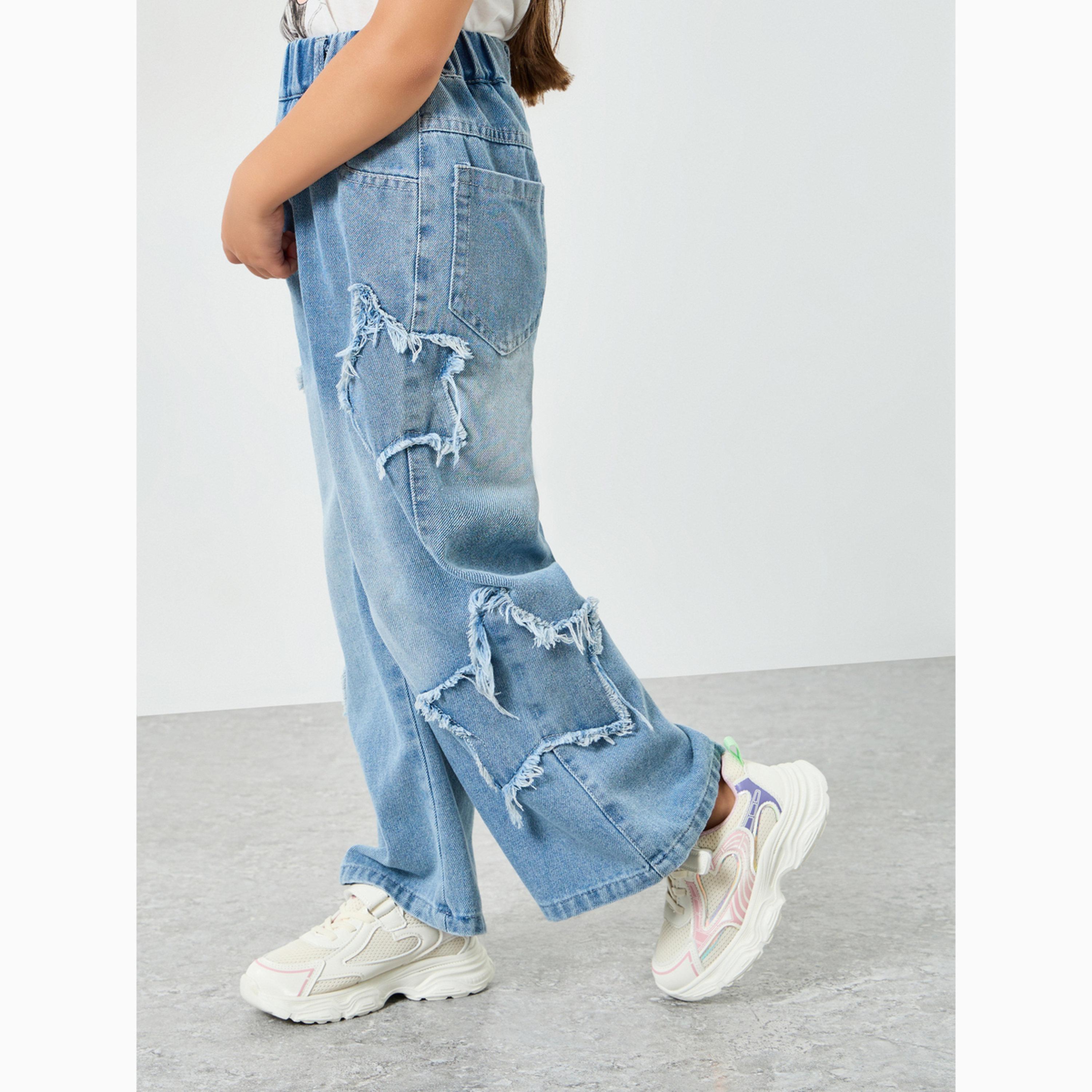 جينز بأرجل واسعة بناتي بتفاصيل نجمة-girls-clothing-bottoms-jeansandjeggings-image-3