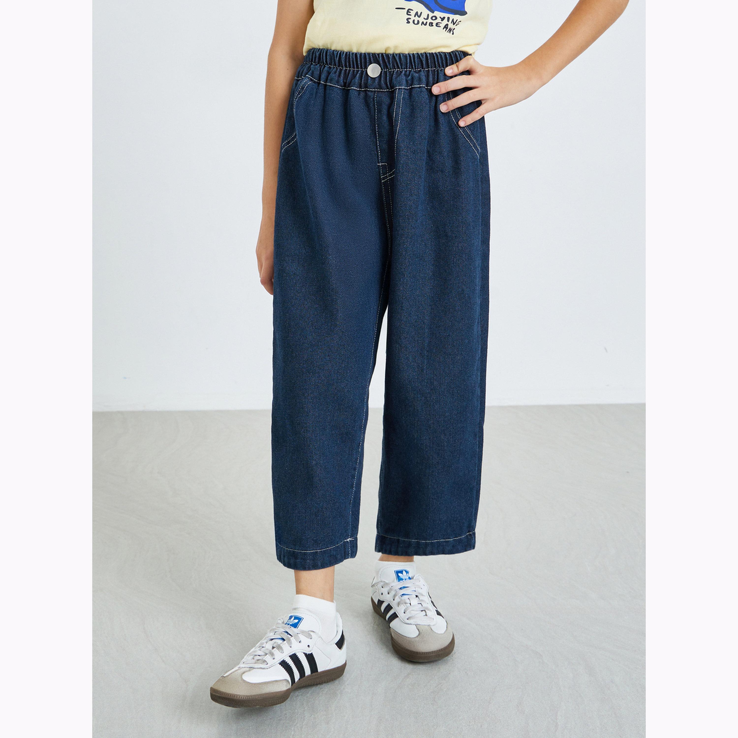 Styli Kids Dark Blue Cotton Jeans-girls-clothing-bottoms-jeansandjeggings-image-1