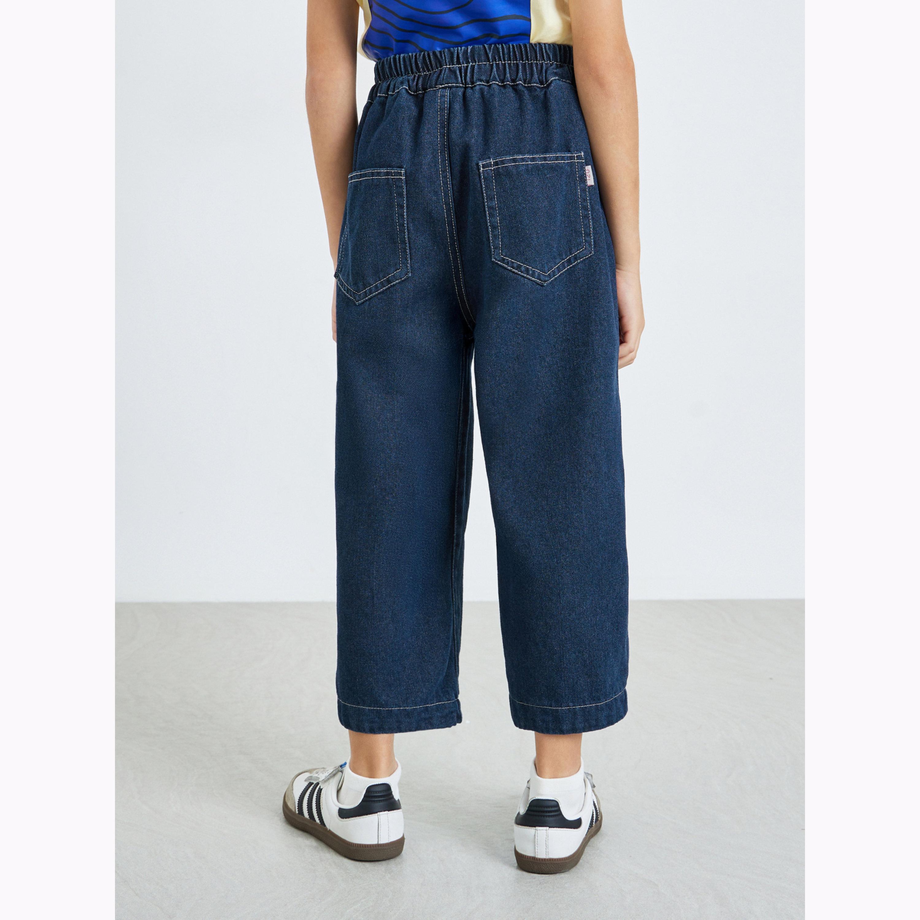 Styli Kids Dark Blue Cotton Jeans-girls-clothing-bottoms-jeansandjeggings-image-4