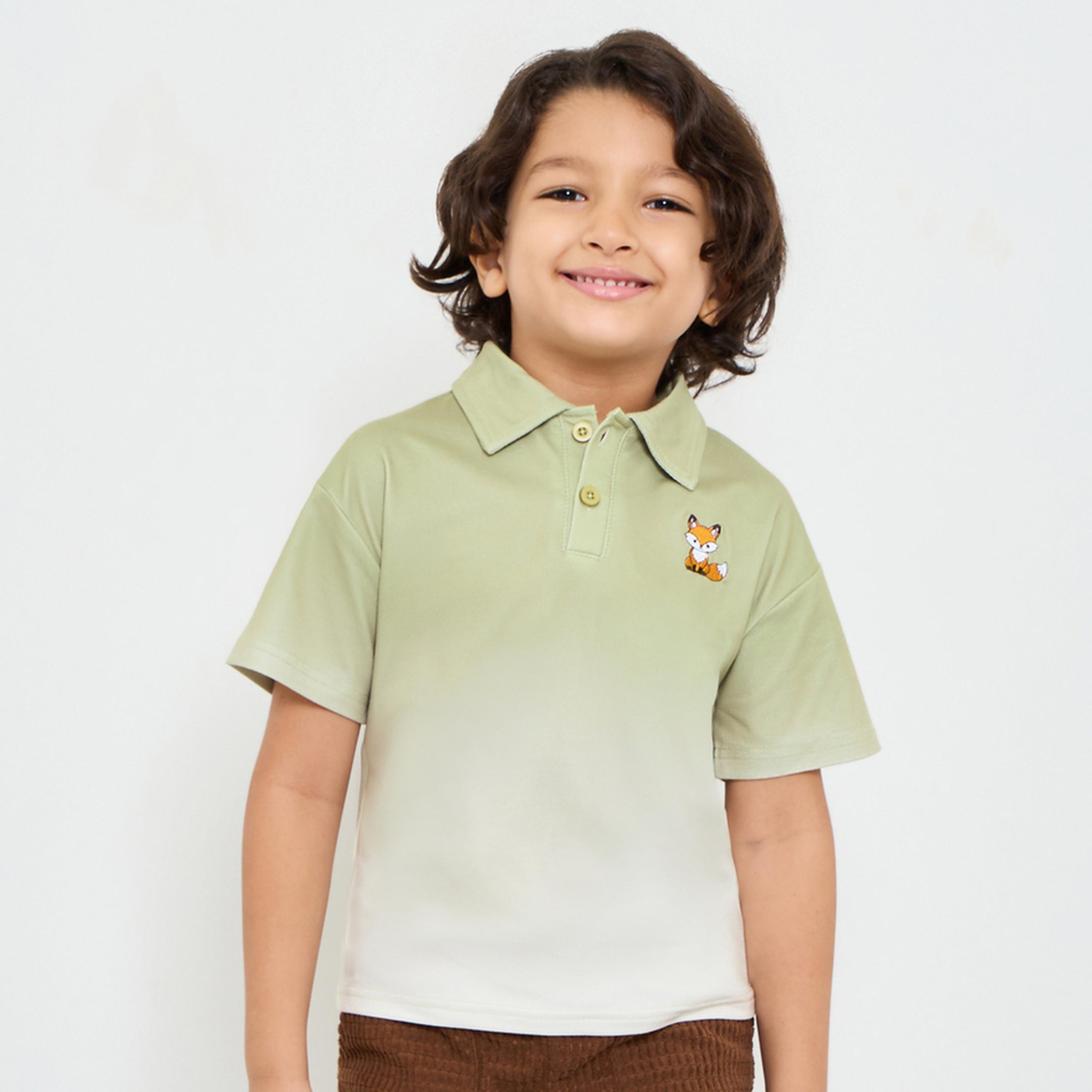 Styli Boys Dip Dye Polo T-Shirt with Placement Emrboidery-boys-clothing-tshirtsandpolos-image-1