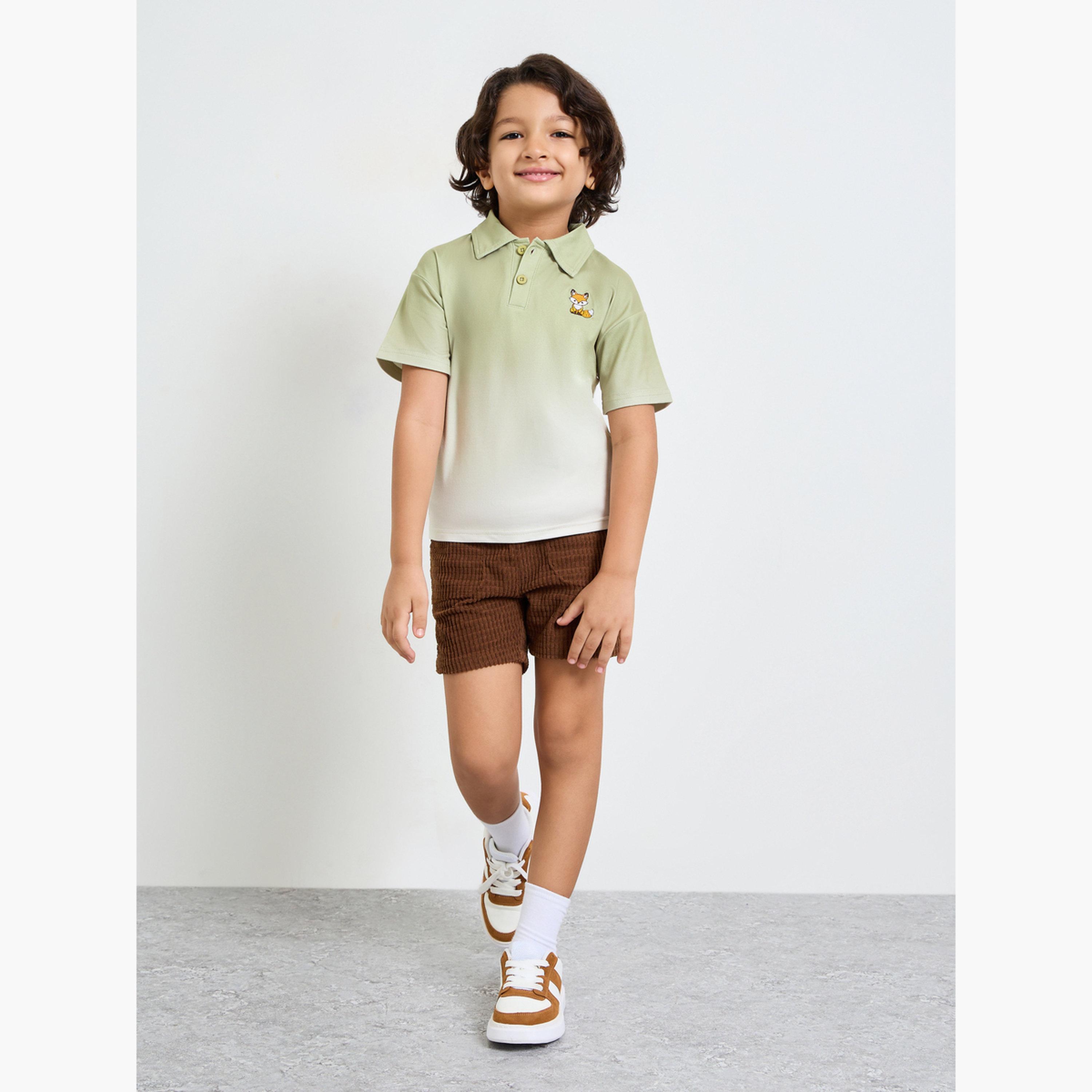Styli Boys Dip Dye Polo T-Shirt with Placement Emrboidery-boys-clothing-tshirtsandpolos-image-2