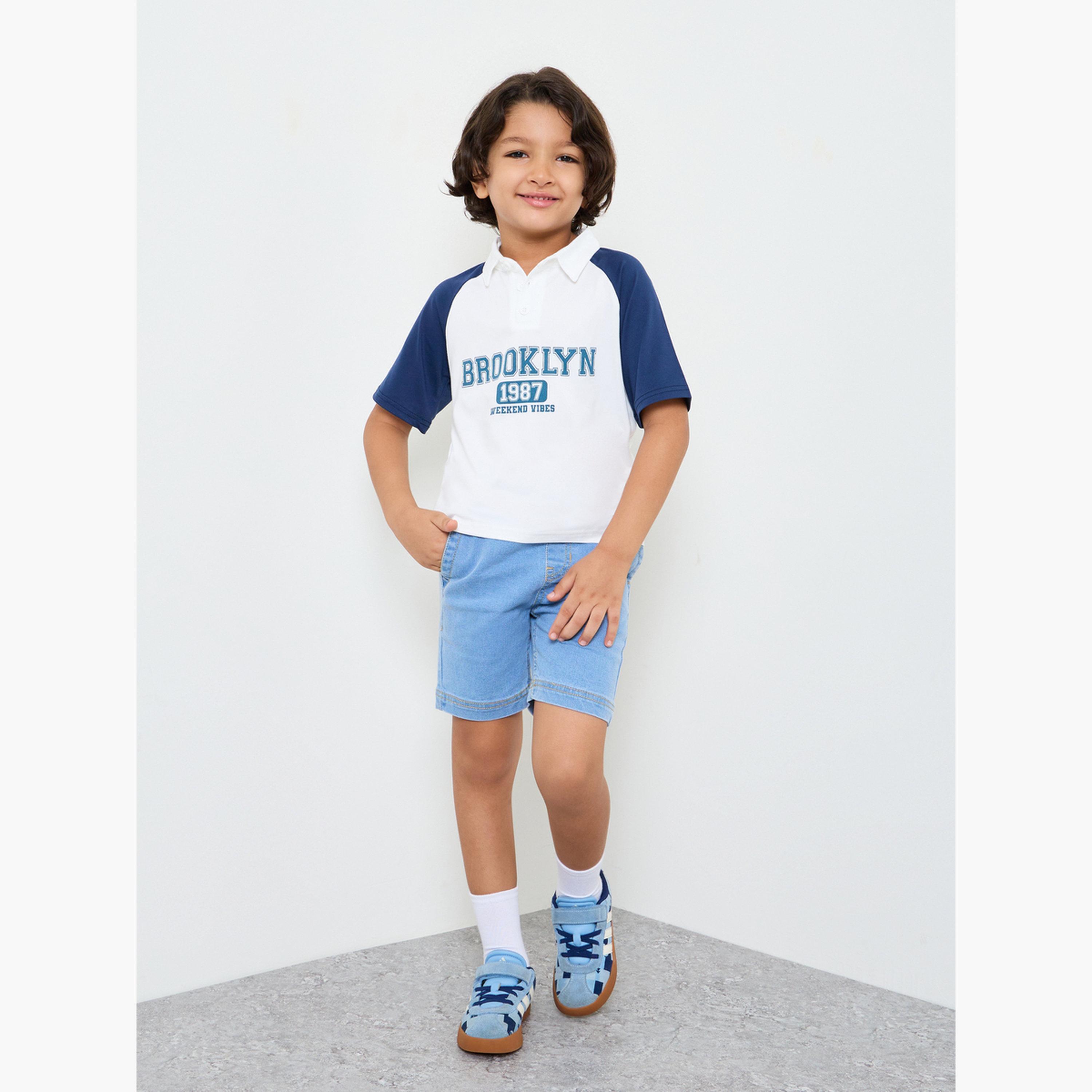 Styli Boys Text Print Raglan Sleeve Polo T-Shirt-boys-clothing-tshirtsandpolos-image-2
