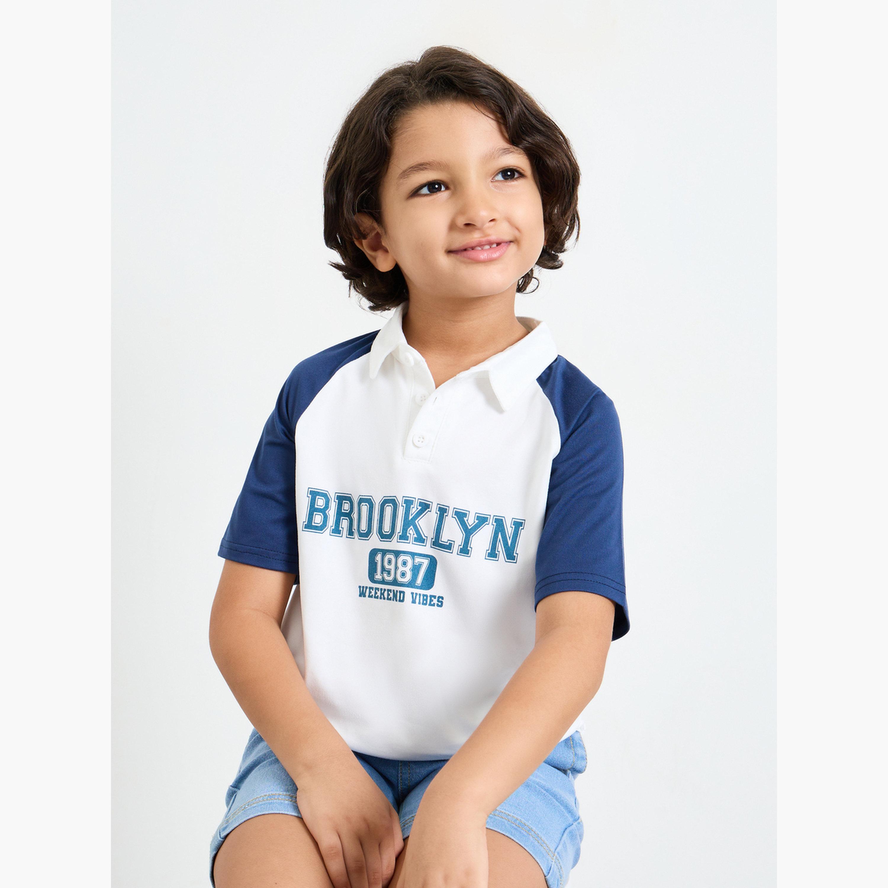 Styli Boys Text Print Raglan Sleeve Polo T-Shirt-boys-clothing-tshirtsandpolos-image-3