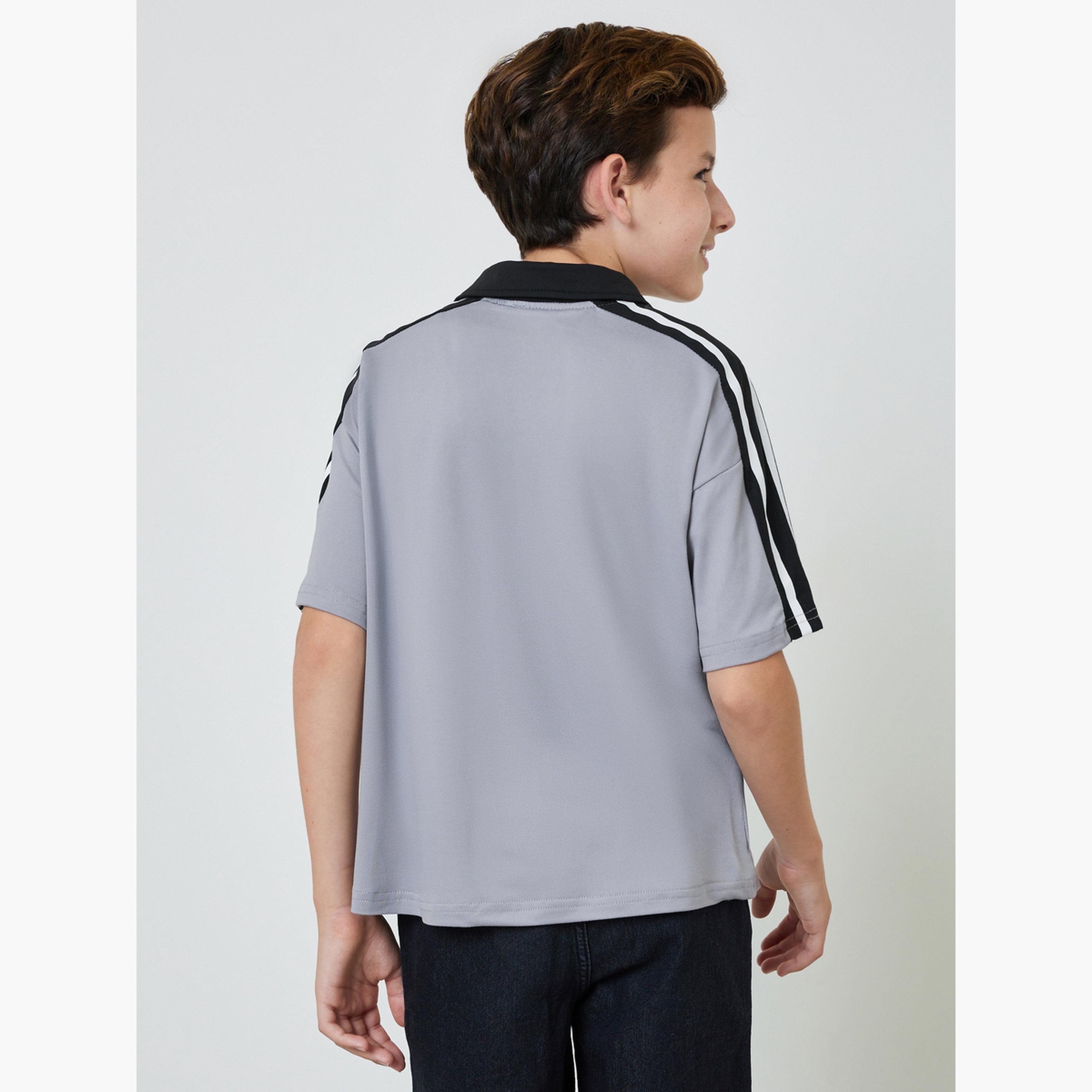 Styli Teen Boys Text Print Open Collar Polo T-Shirt-boys-clothing-tshirtsandpolos-image-3