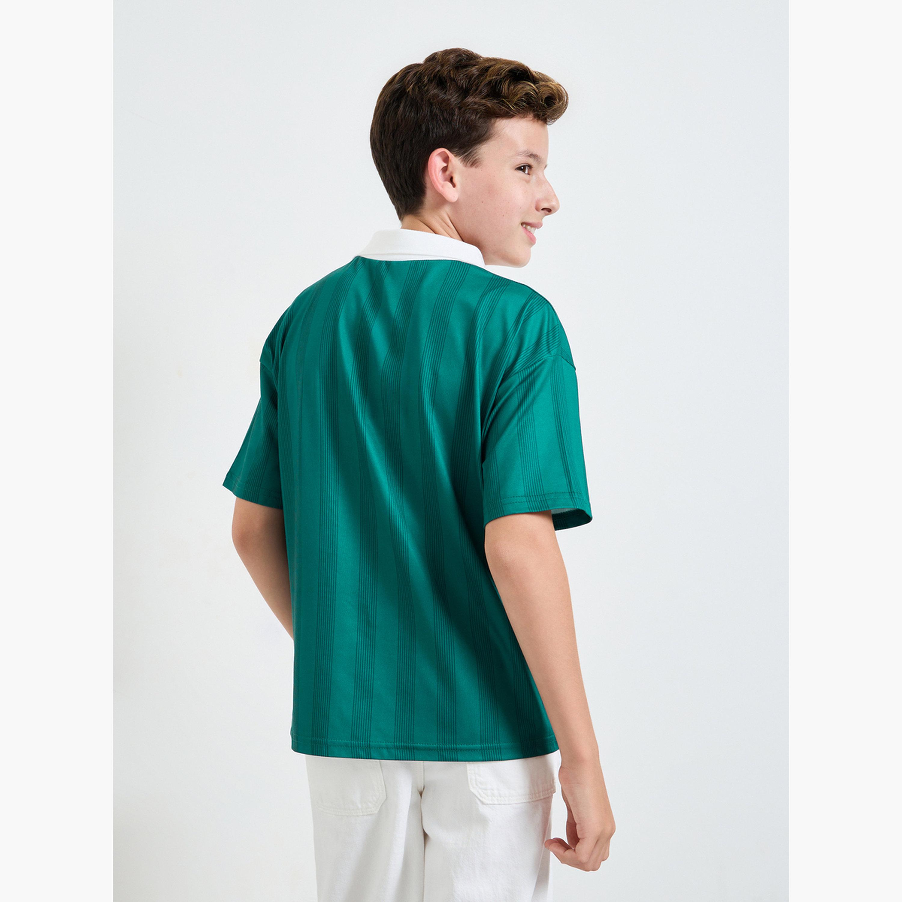 Styli Boys Contrast Collar Raglan Sleeve T-Shirt with Text Print-sports-boys-clothing-tops-image-4