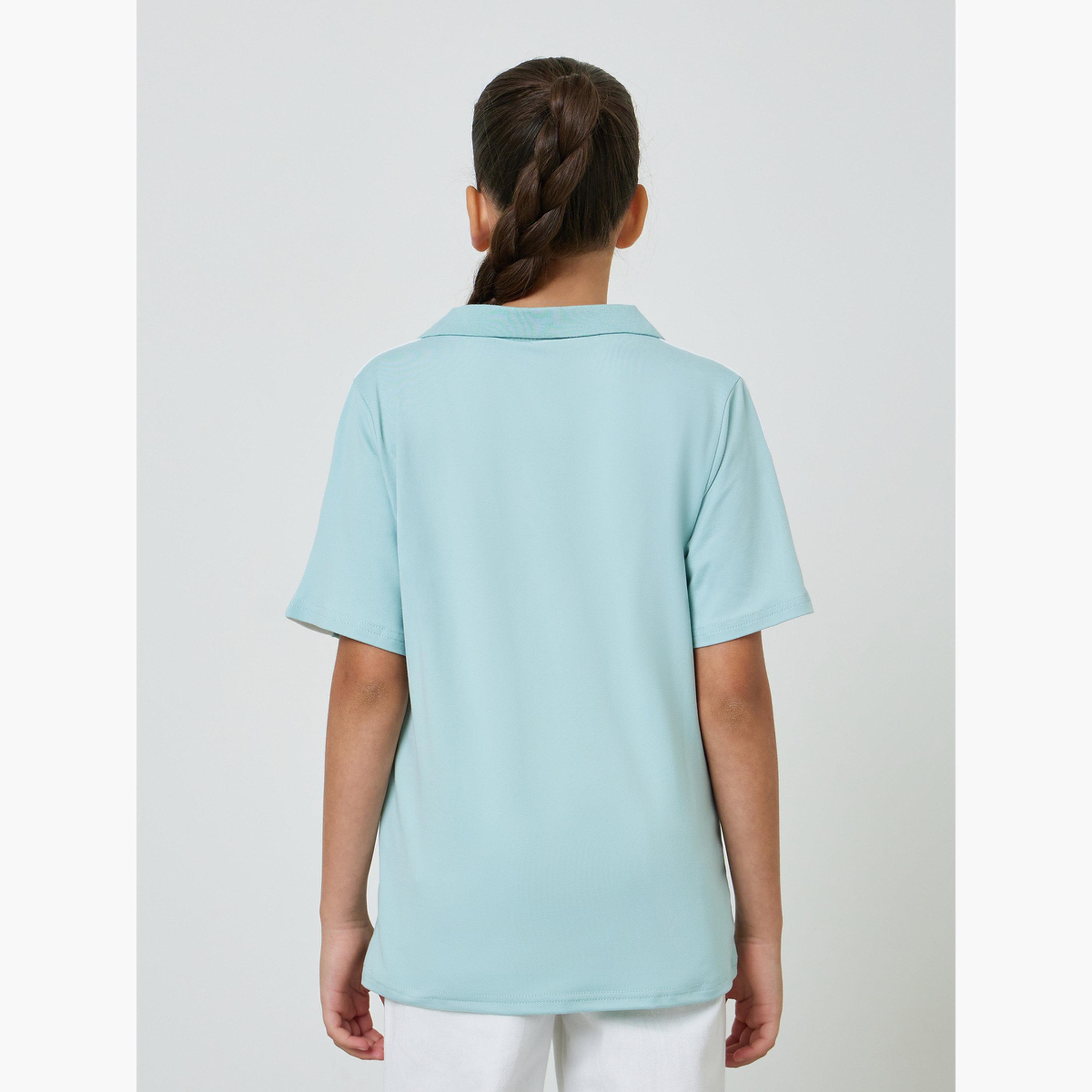 Styli Teen Girls Printed Contrast Panel Polo T-Shirt-sports-girls-clothing-tops-image-4