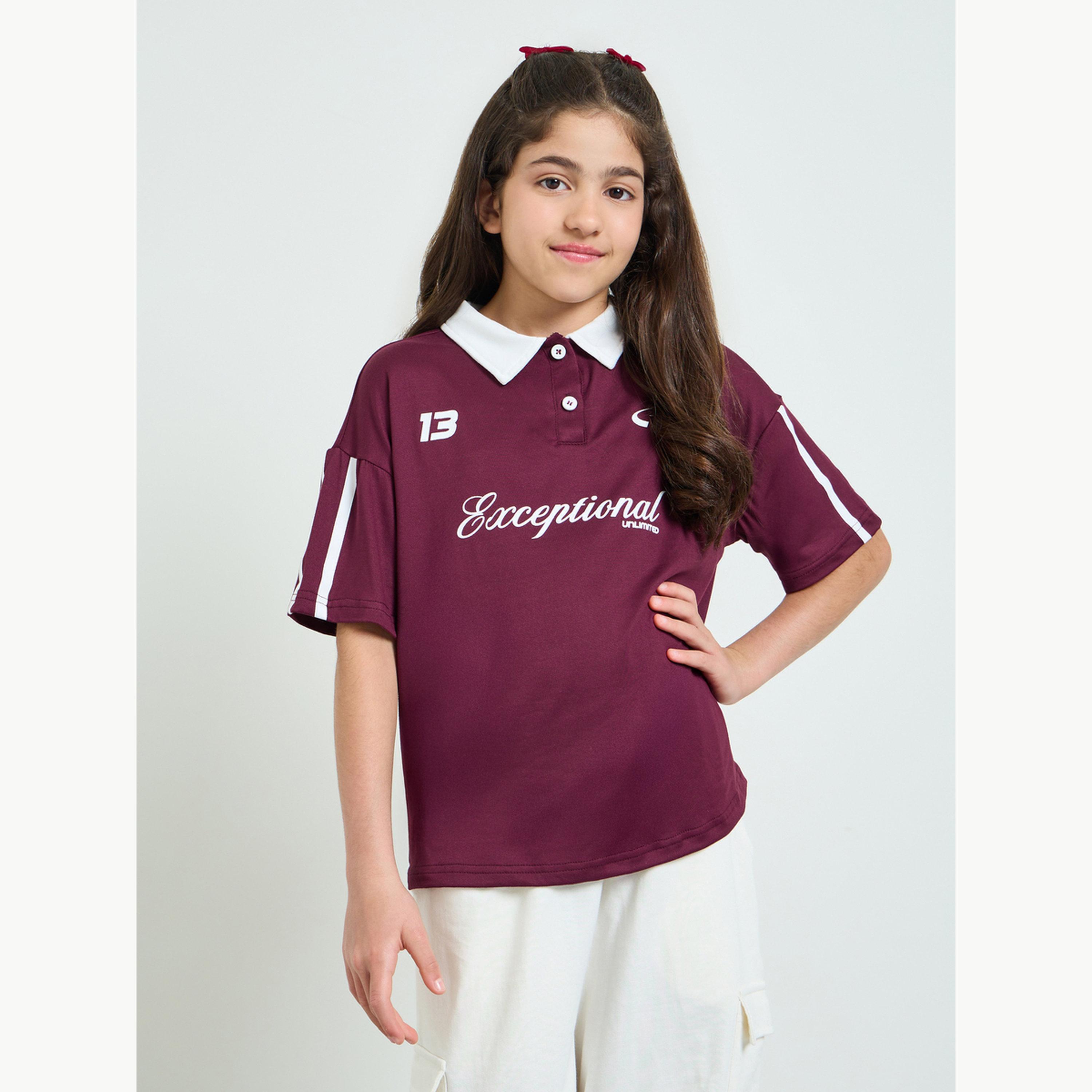 Styli Teen Girls Printed Oversized Polo T-Shirt-girls-clothing-tshirts-image-1