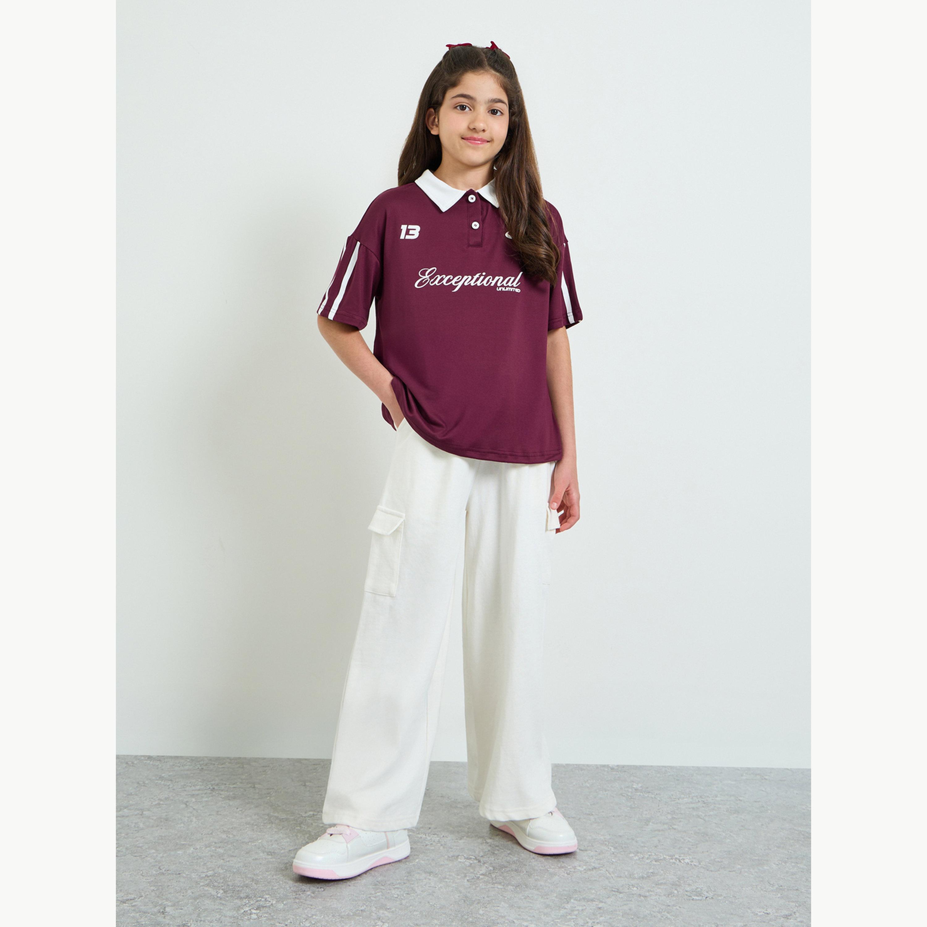 Styli Teen Girls Printed Oversized Polo T-Shirt-girls-clothing-tshirts-image-2