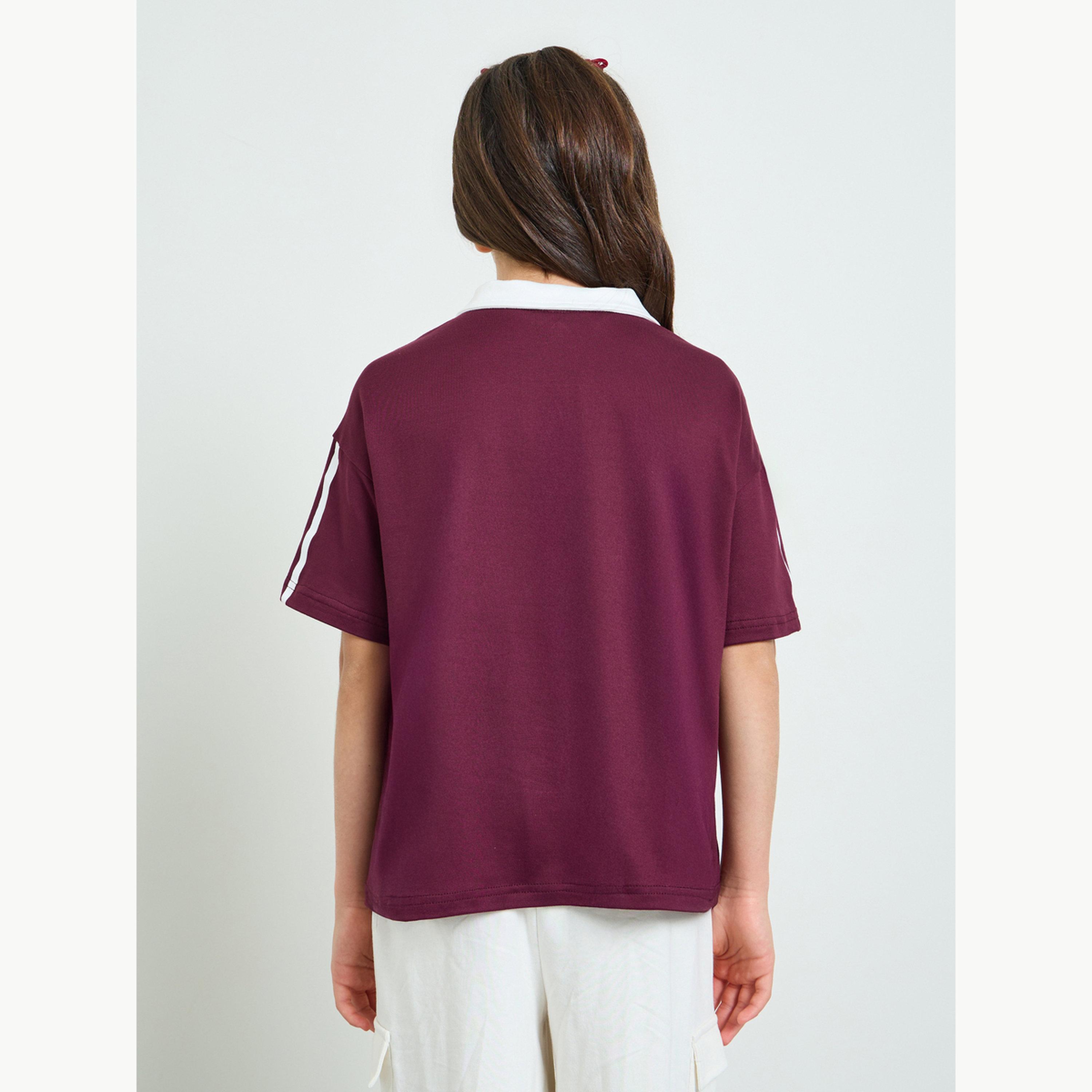 Styli Teen Girls Printed Oversized Polo T-Shirt-girls-clothing-tshirts-image-4