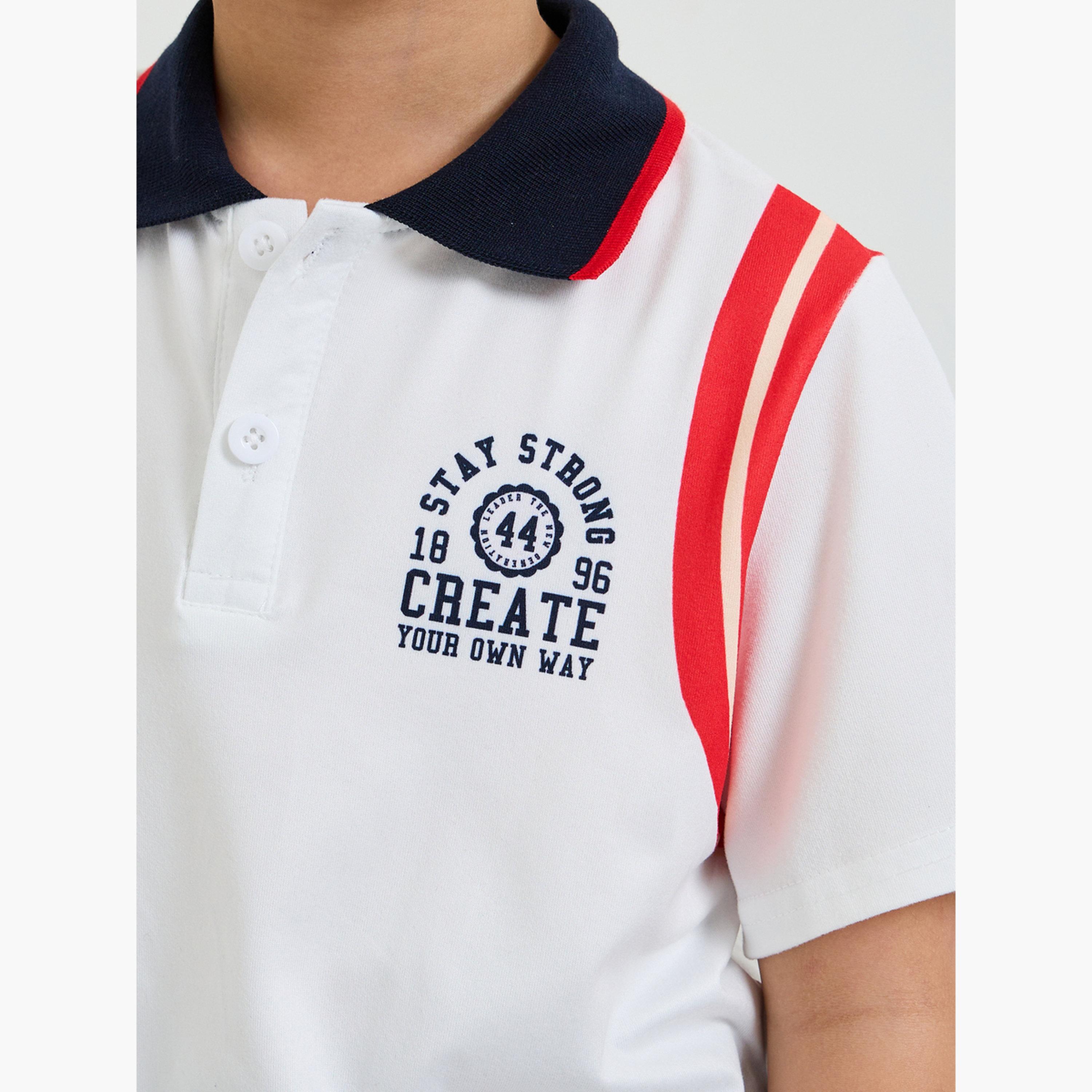 Styli Boys White Polo T-Shirt with Striped and Contrast Collar-boys-clothing-tshirtsandpolos-image-4