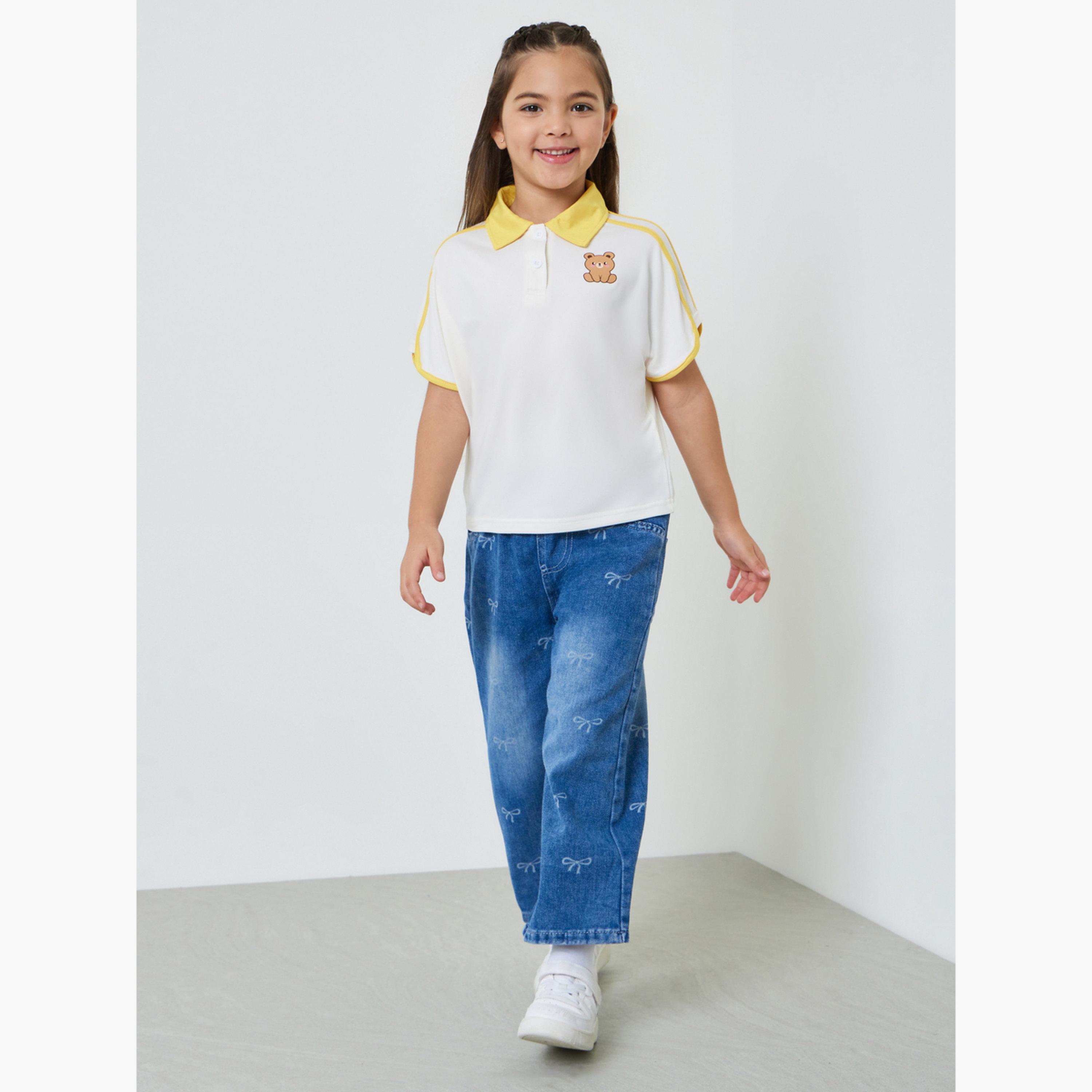 Styli Girls Graphic Print Extended Sleeve Polo T-Shirt-girls-clothing-tshirts-image-2