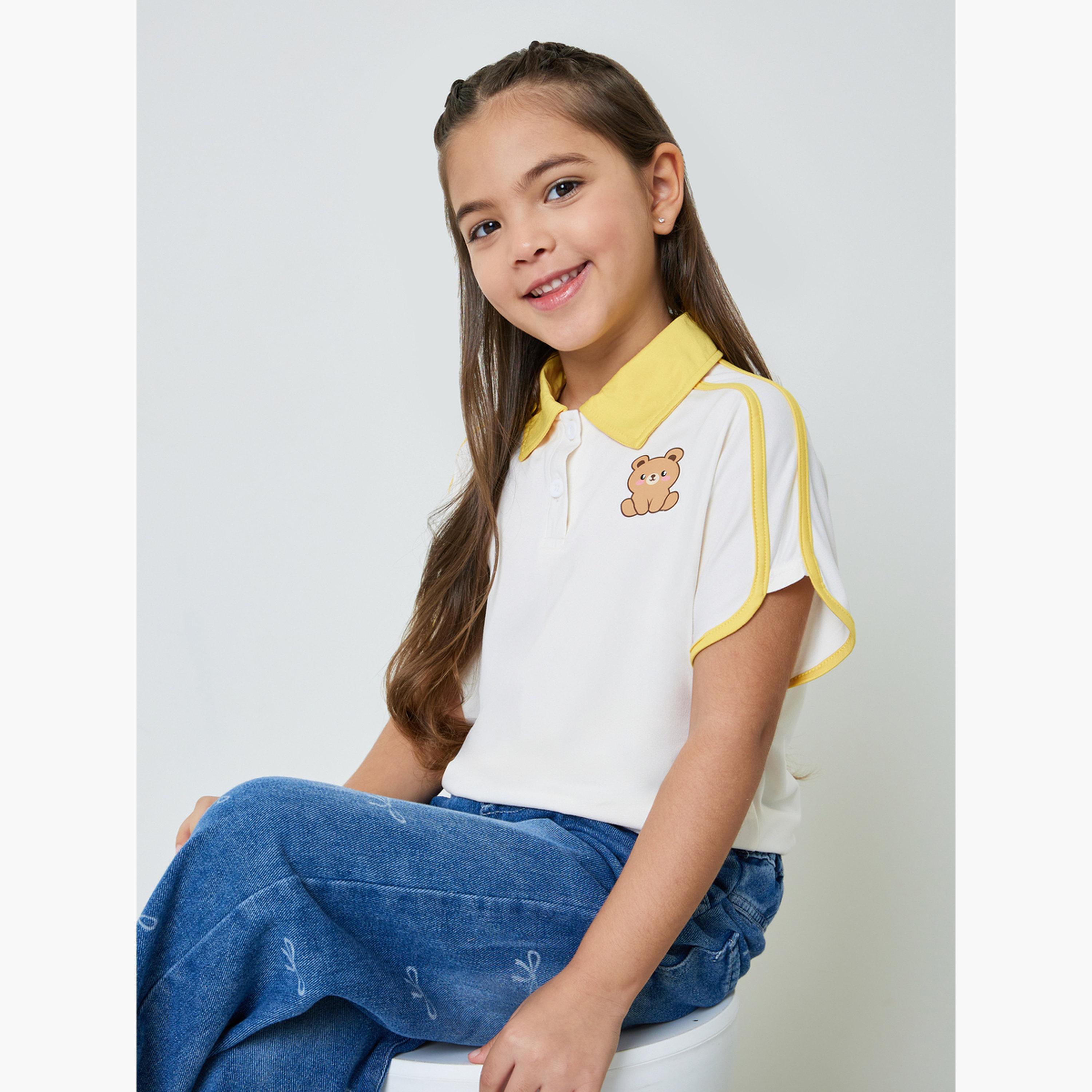 Styli Girls Graphic Print Extended Sleeve Polo T-Shirt-girls-clothing-tshirts-image-3
