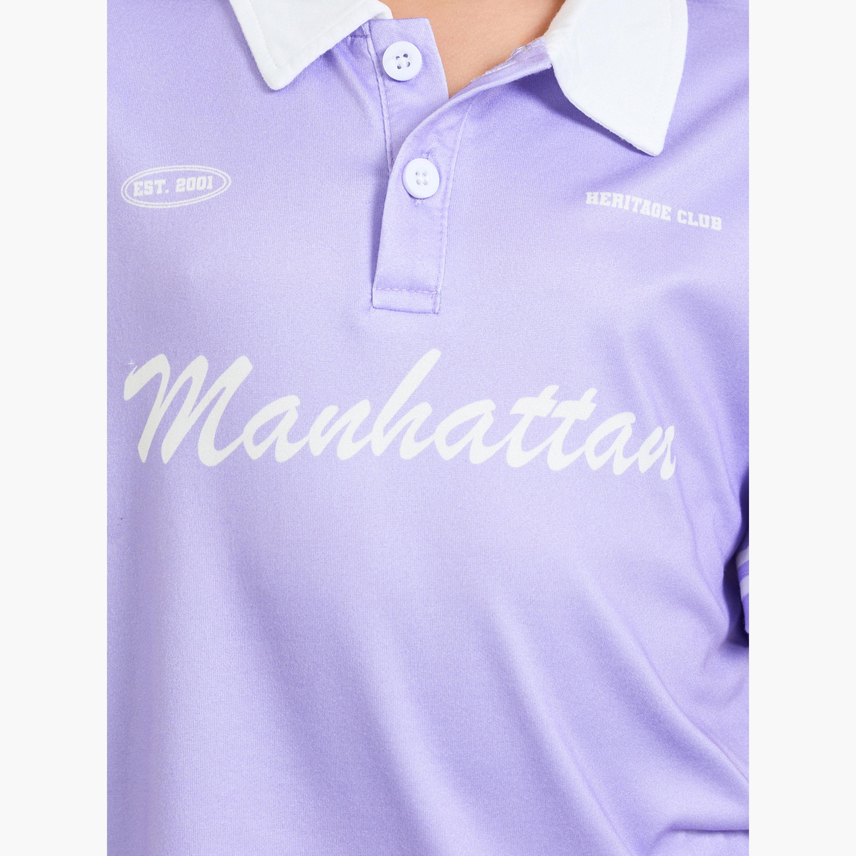 Styli Girls Text Print Short Sleeve Polo T-Shirt-sports-girls-clothing-tops-image-4