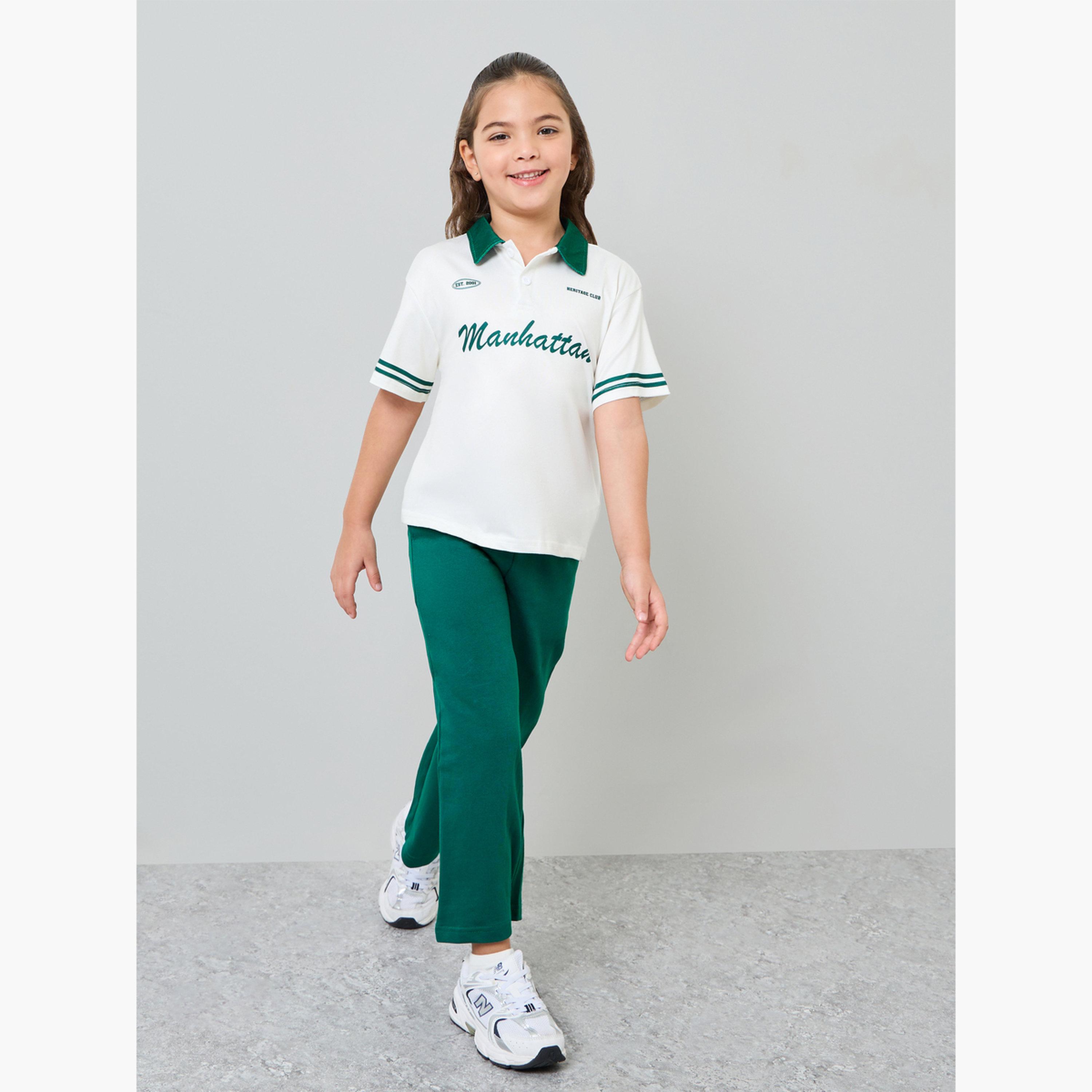 Styli Girls Text Print Short Sleeve Polo T-Shirt-sports-girls-clothing-tops-image-2