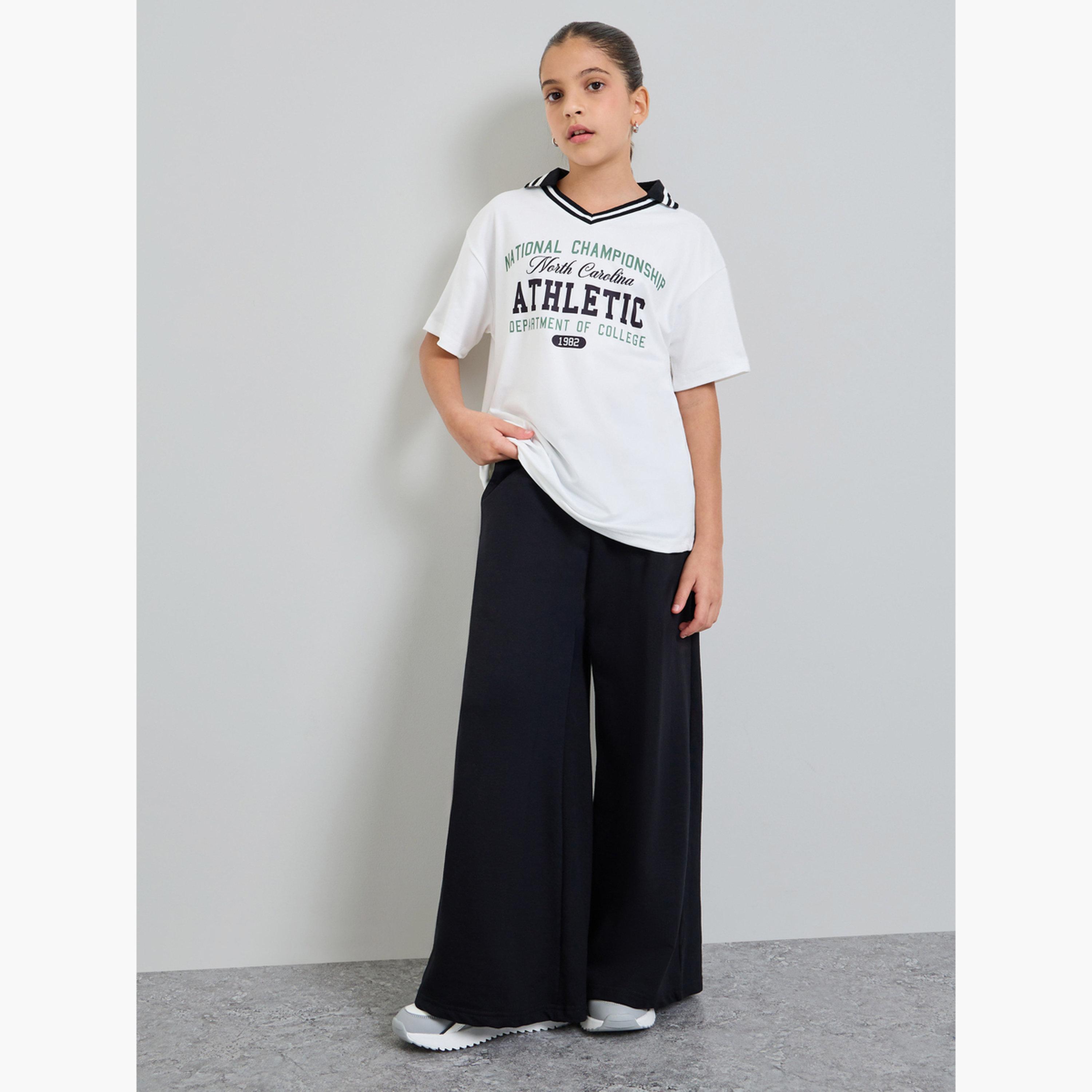 Styli Teen Girls Open Collar Printed Polo T-Shirt-sports-girls-clothing-tops-image-2