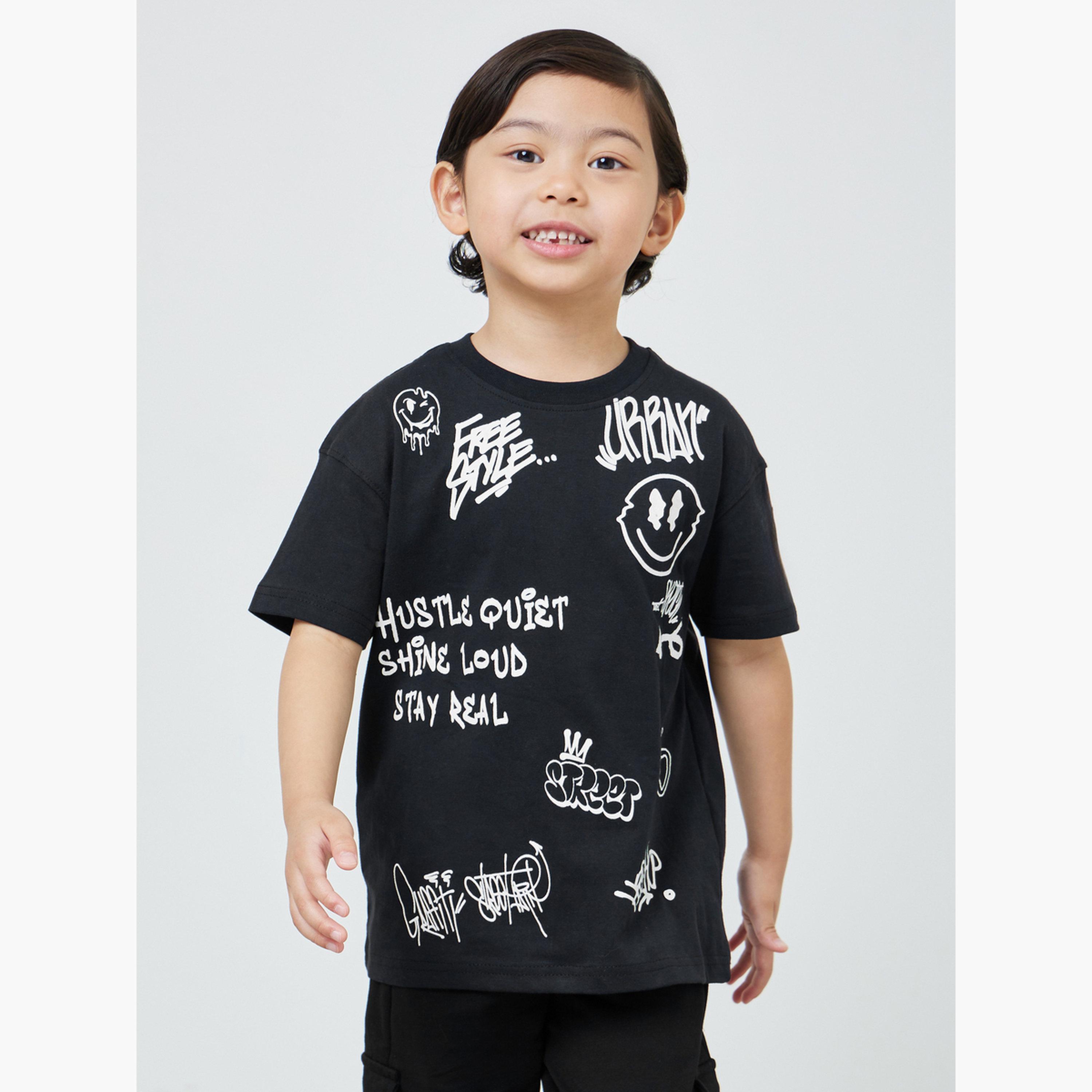 Styli Boys Graffiti Print Oversized T-Shirt-boys-clothing-tshirtsandpolos-image-1