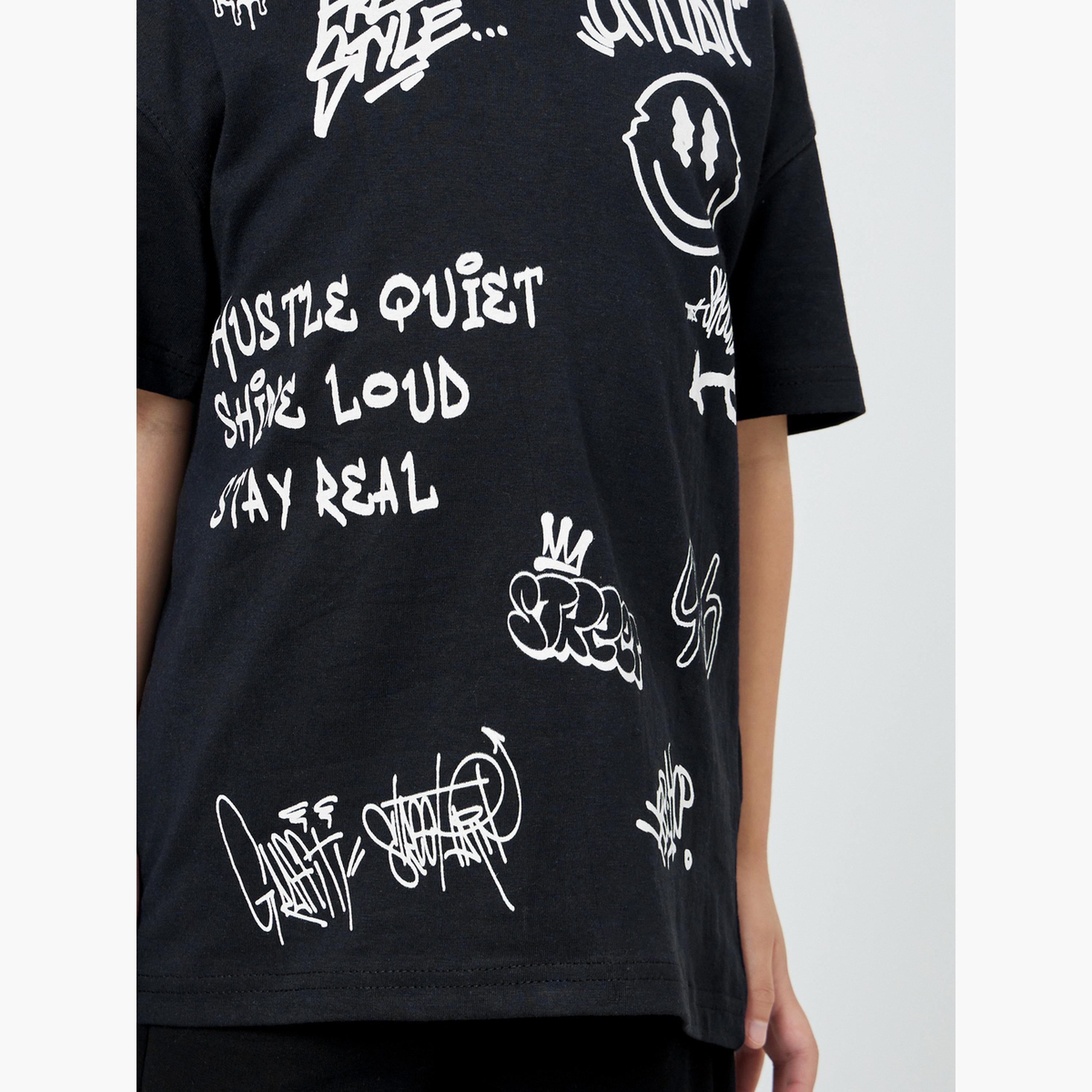 Styli Boys Graffiti Print Oversized T-Shirt-boys-clothing-tshirtsandpolos-image-5