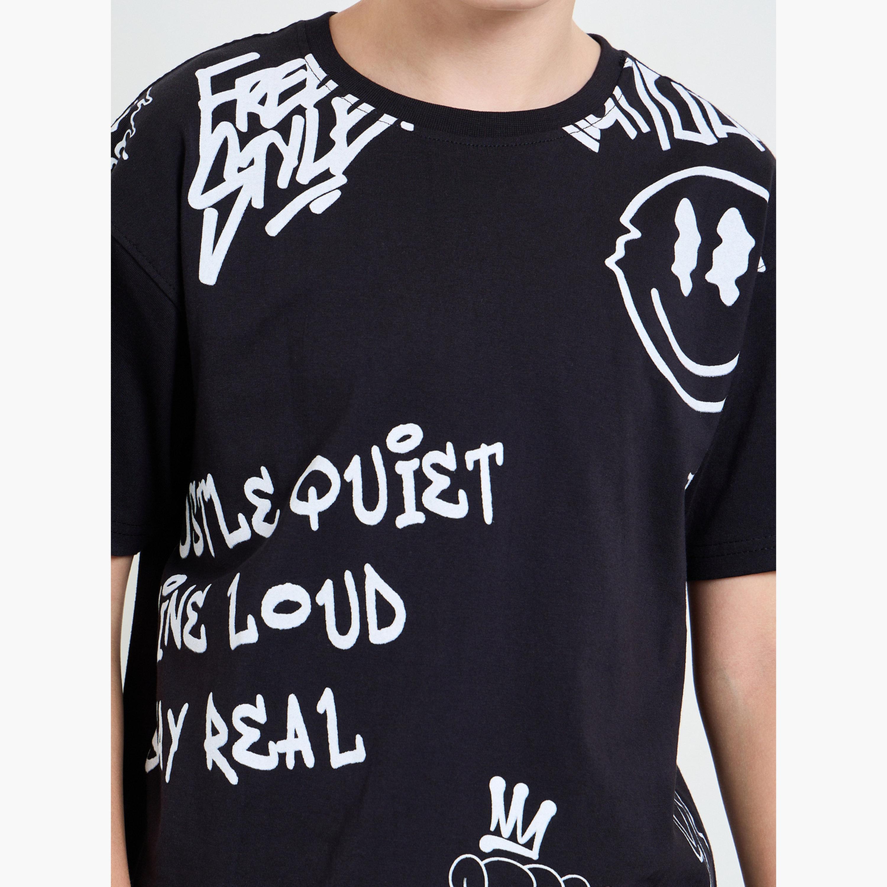 Styli Boys All-Over Graffiti Print Oversized T-Shirt-boys-clothing-tshirtsandpolos-image-4