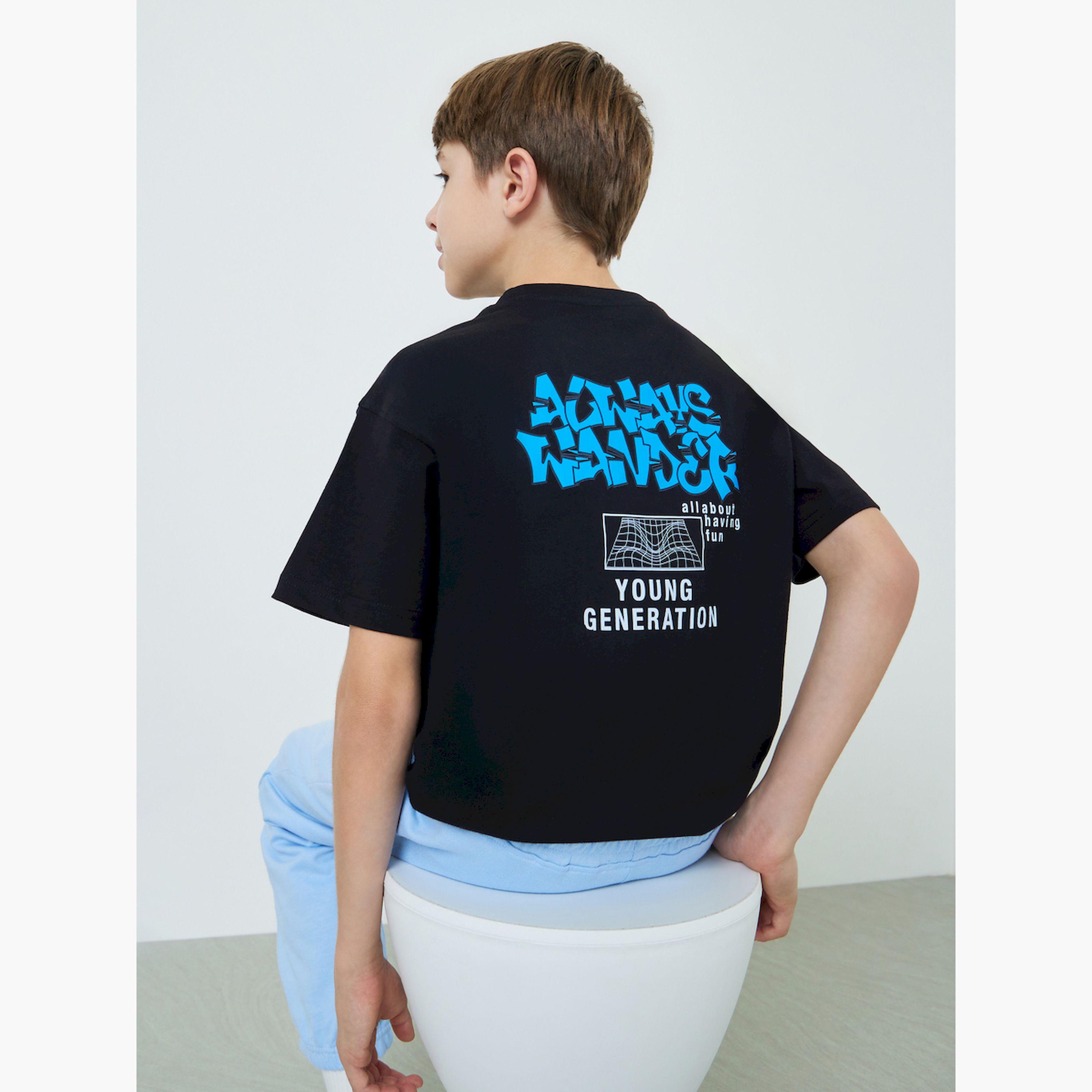 تيشيرت بحجم كبير بطبعة غرافيك للأولاد المراهقين-boys-clothing-tshirtsandpolos-image-3