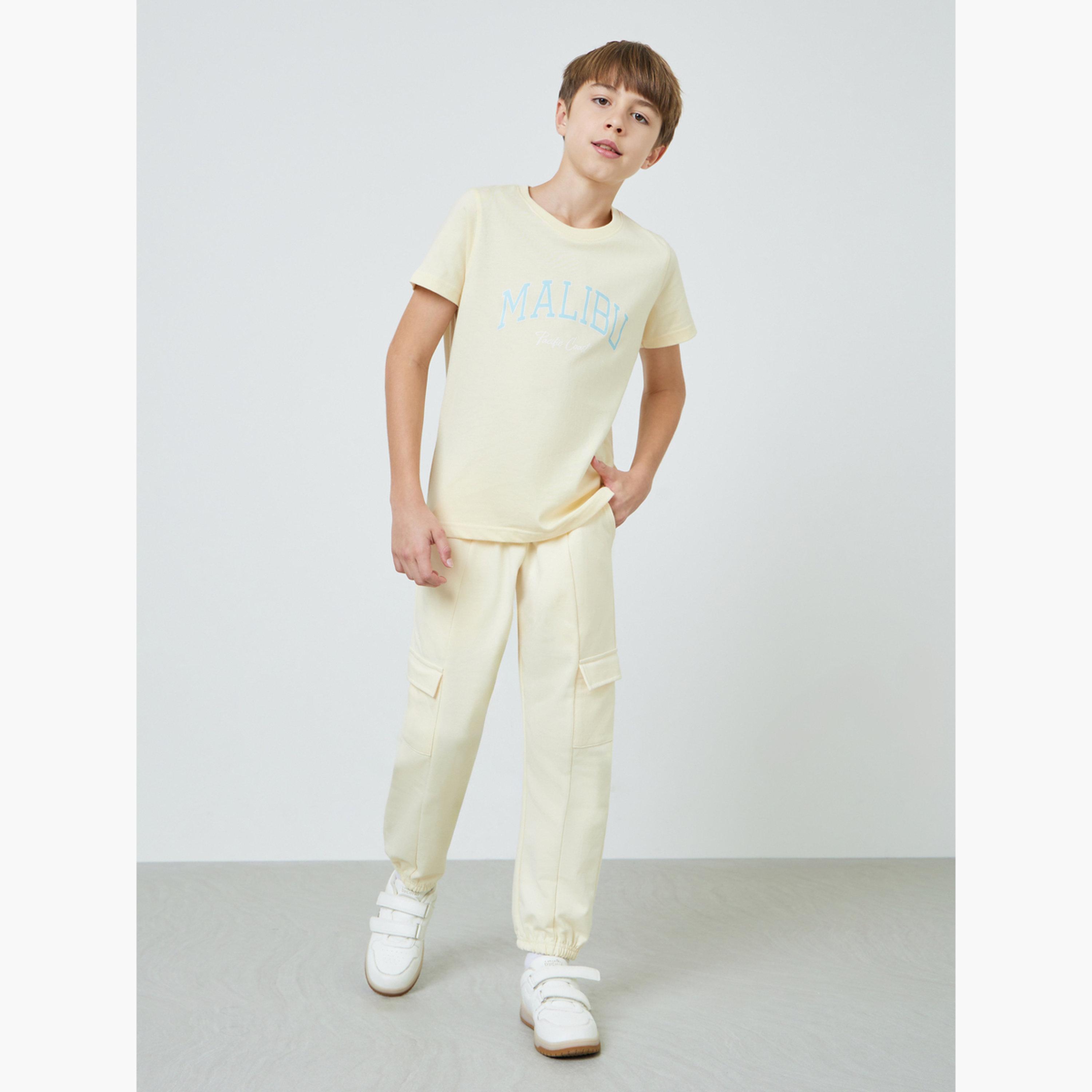 تيشيرت بقصة عادية وطبعة كتابة للأولاد-boys-clothing-tshirtsandpolos-image-2