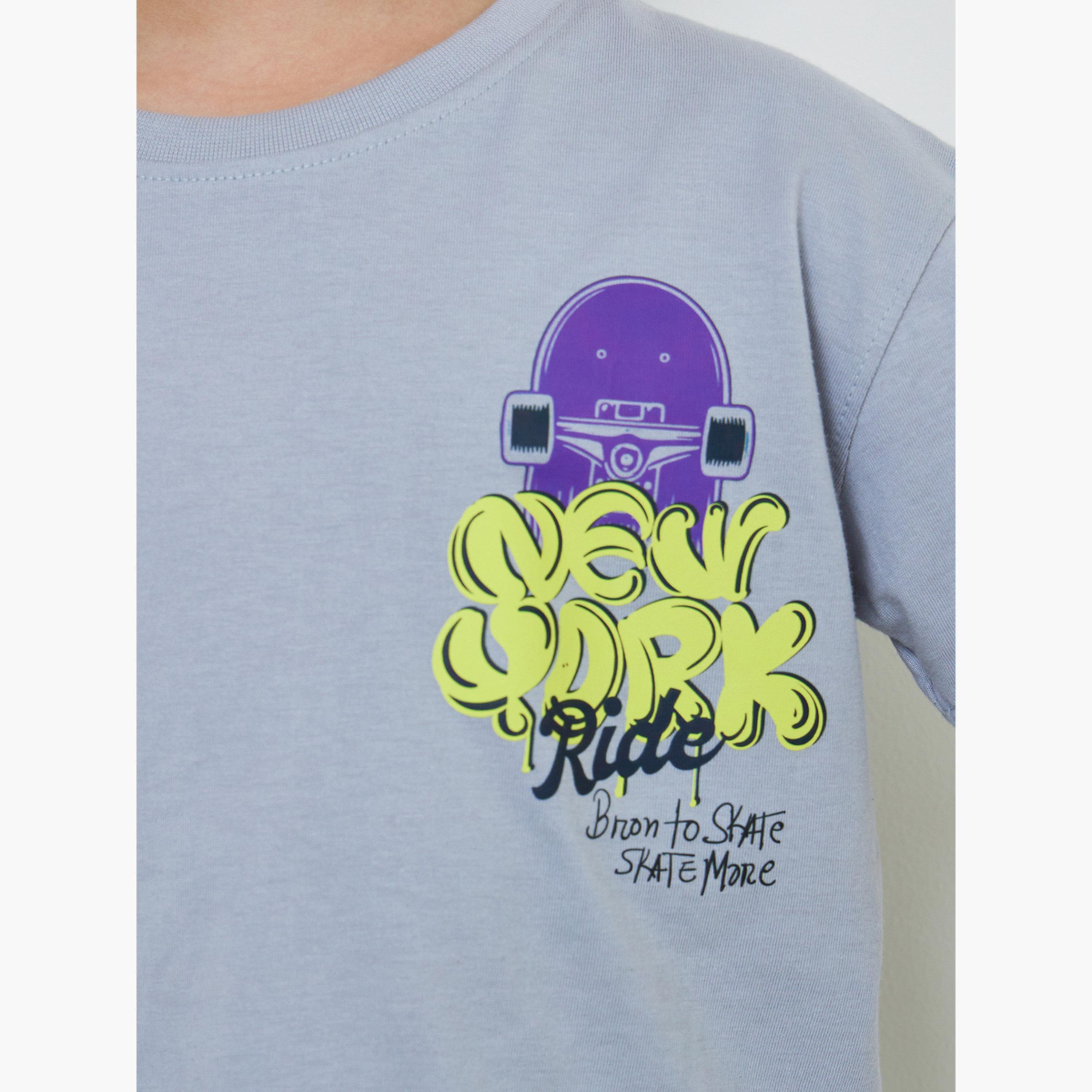 Styli Kids Grey Graphic Print Oversized T-Shirt-boys-clothing-tshirtsandpolos-image-4