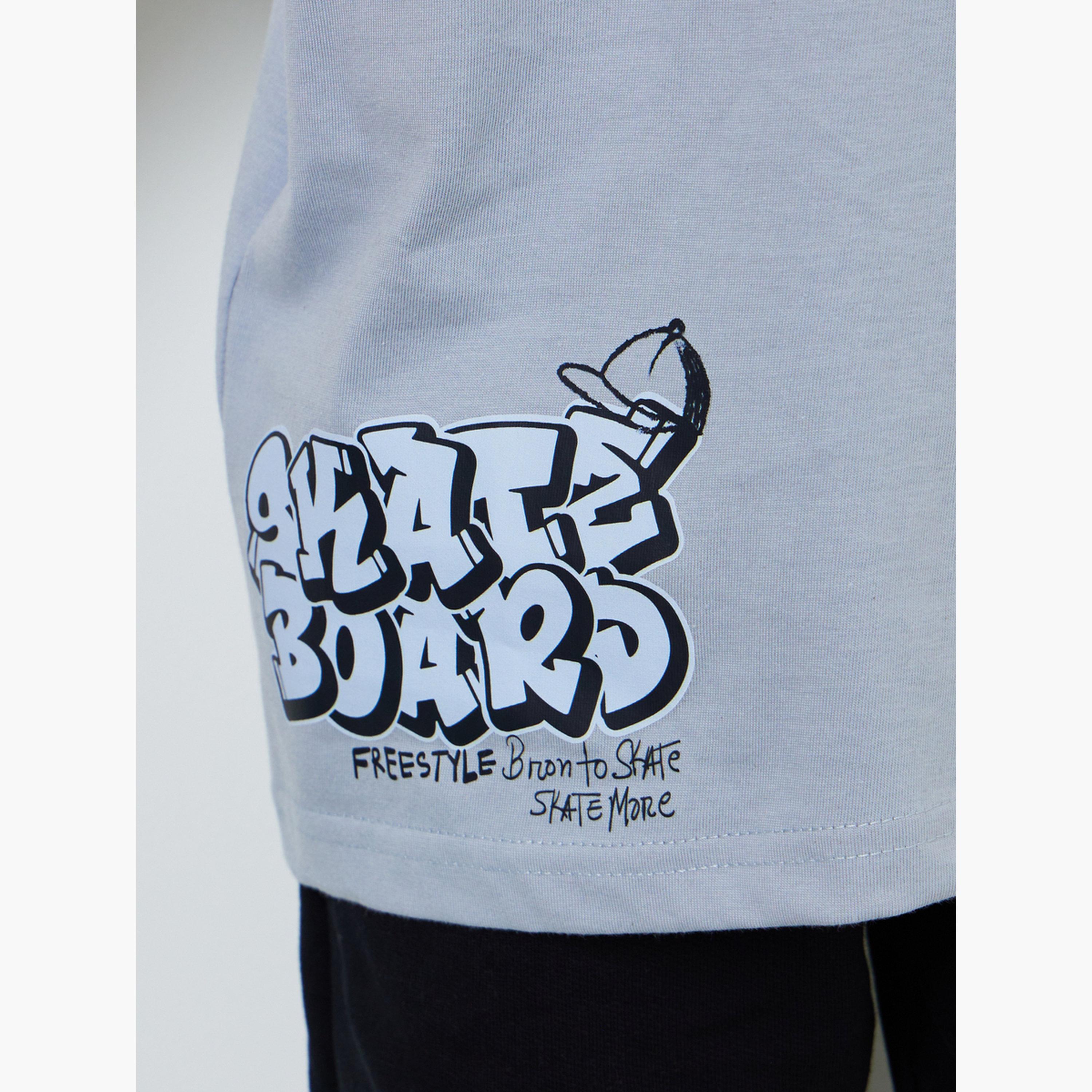 Styli Kids Grey Graphic Print Oversized T-Shirt-boys-clothing-tshirtsandpolos-image-5