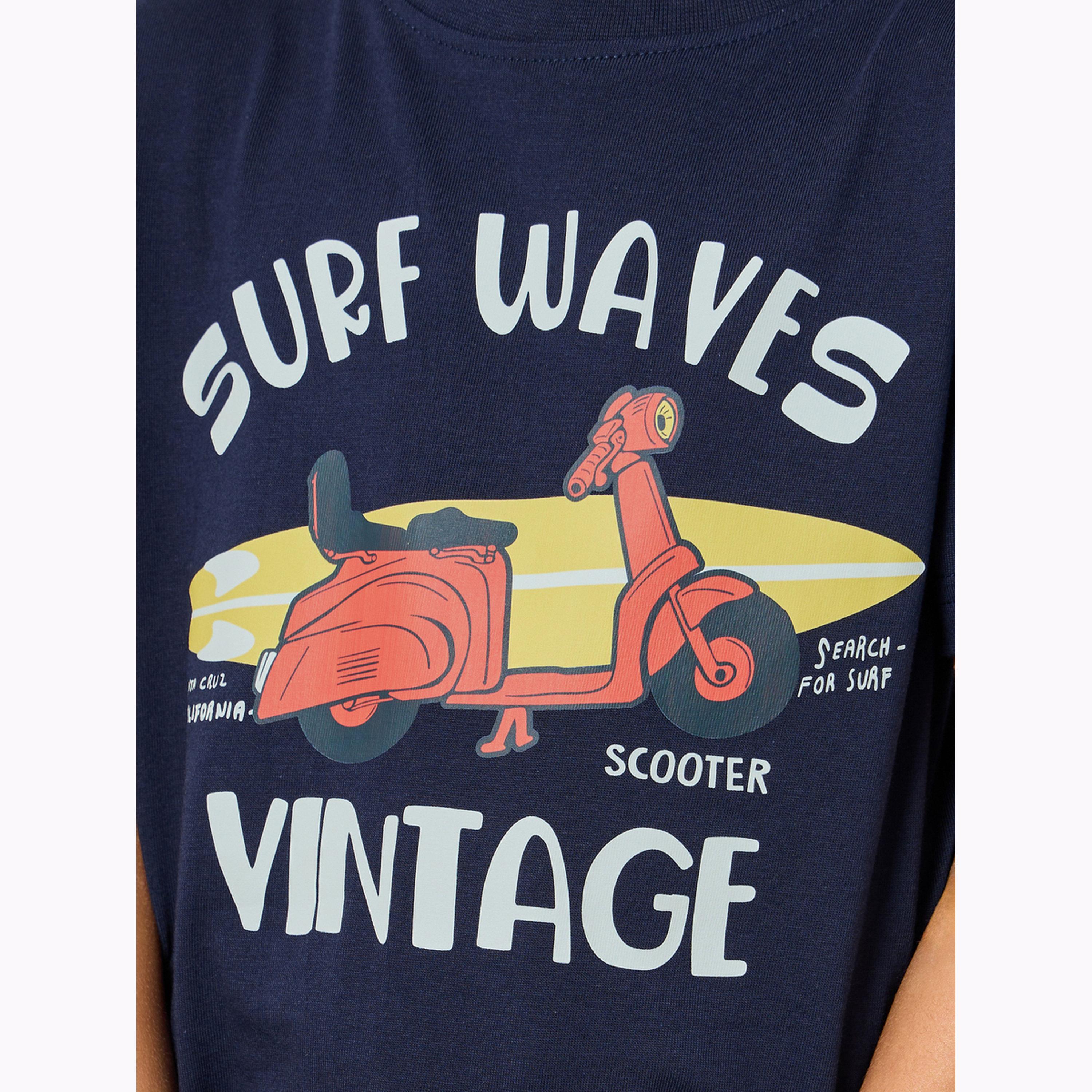 تيشيرت بطبعة غرافيك أمواج سيرف للأولاد لون كحلي-boys-clothing-tshirtsandpolos-image-4