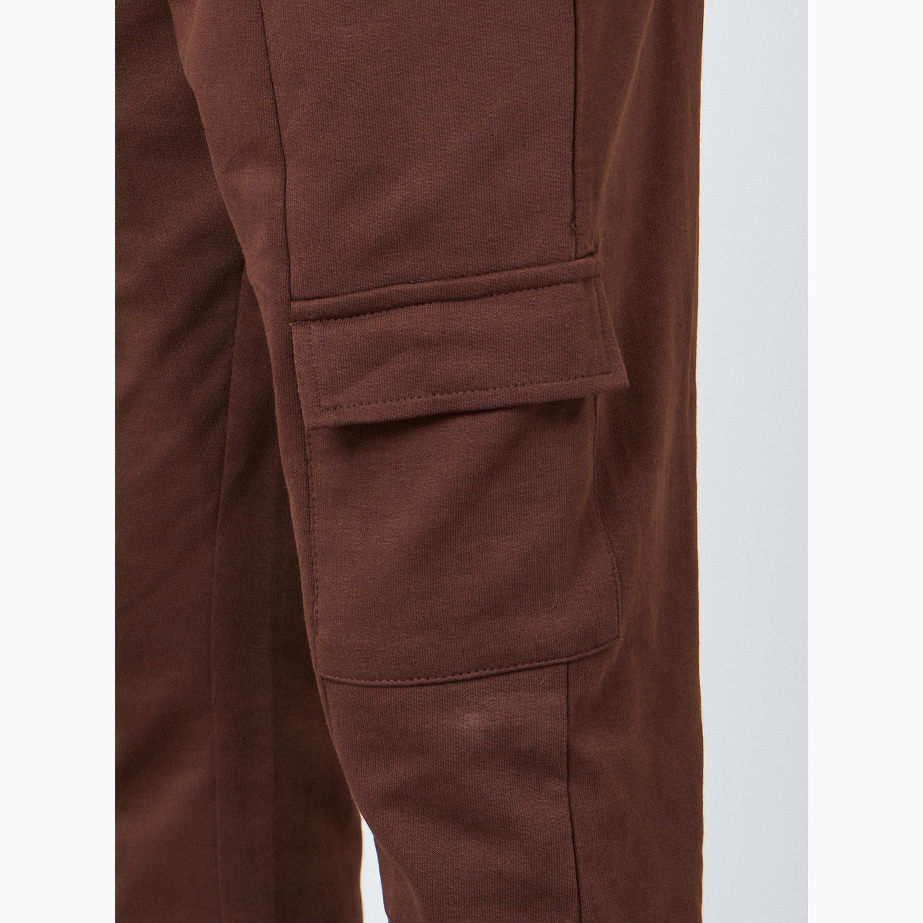 Styli Teen Boys Solid Cargo Joggers with Drawstring-boys-clothing-bottoms-joggersandtrackpants-image-3