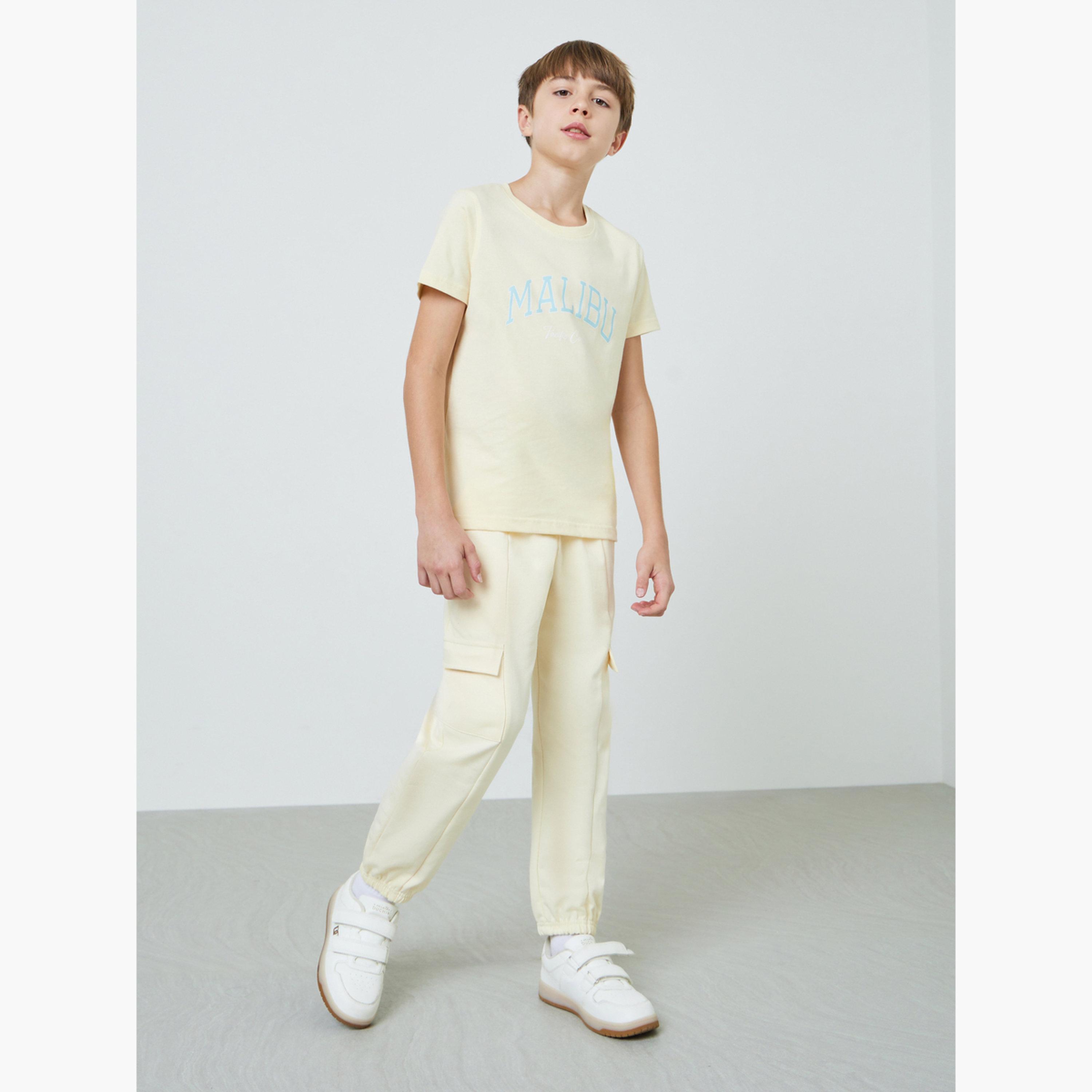 Styli Teen Boys Solid Cargo Joggers with Drawstring-boys-clothing-bottoms-joggersandtrackpants-image-2