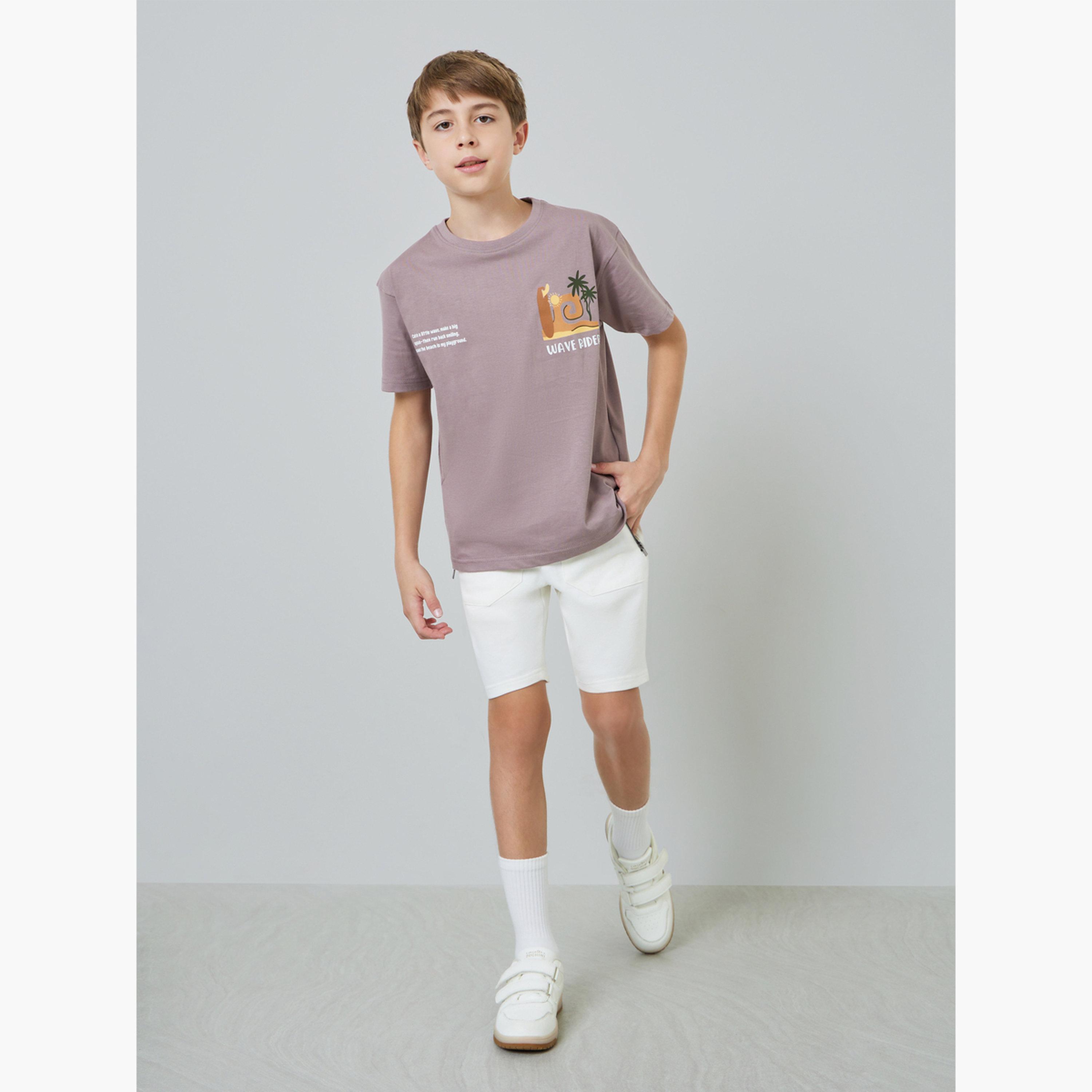 Styli Kids Off-White Shorts with Drawstring-boys-clothing-bottoms-shorts-image-2