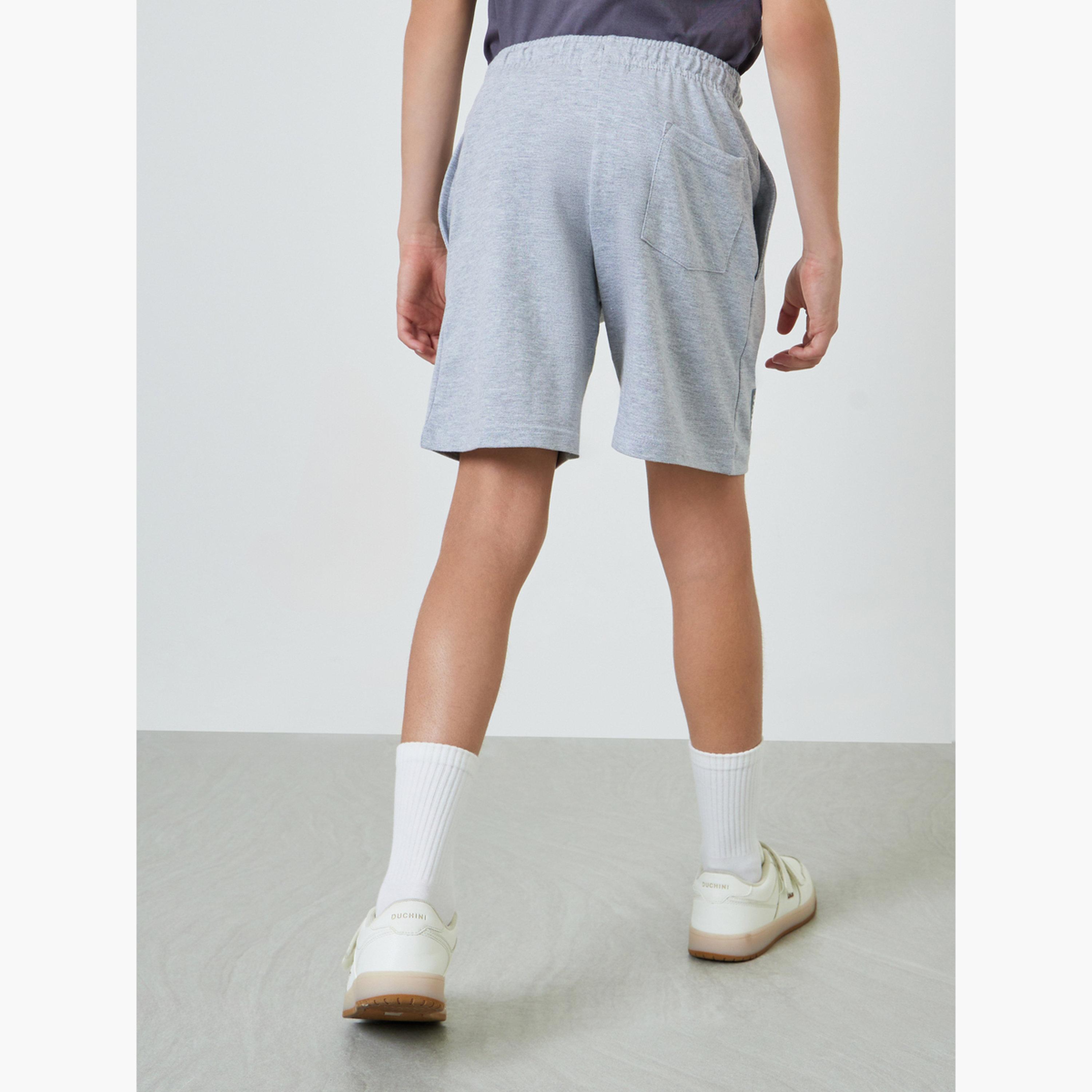 Styli Kids Grey Placement Print Shorts-boys-clothing-bottoms-shorts-image-4