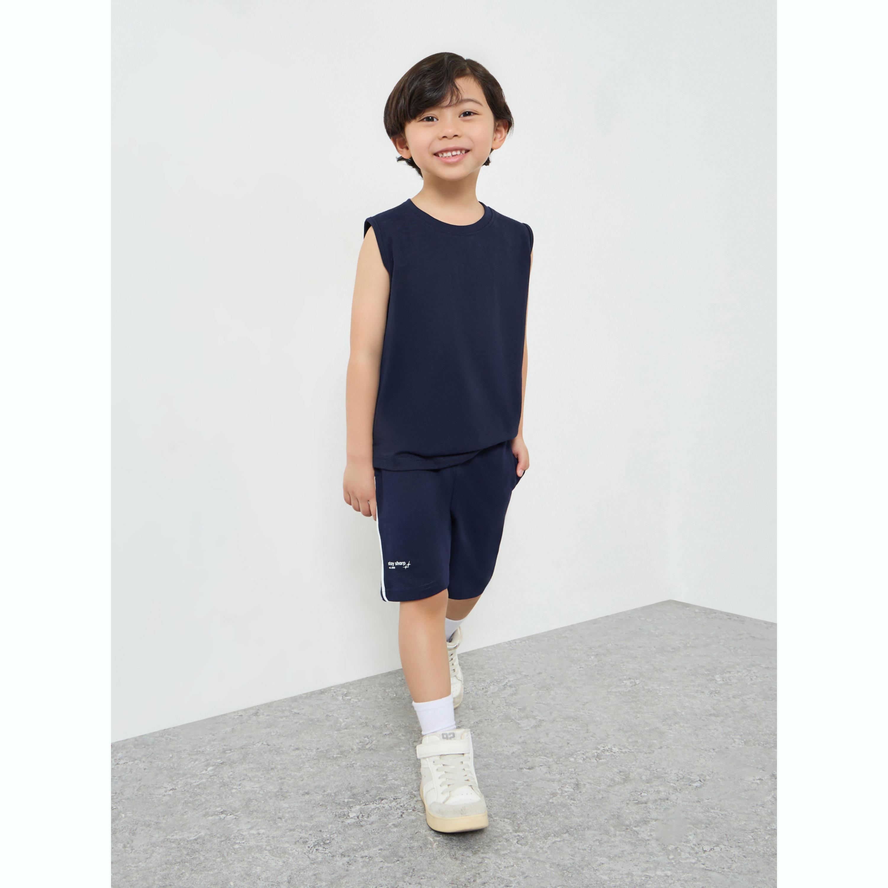Styli Kids Navy Blue Cotton Shorts with Drawstring-boys-clothing-bottoms-shorts-image-2