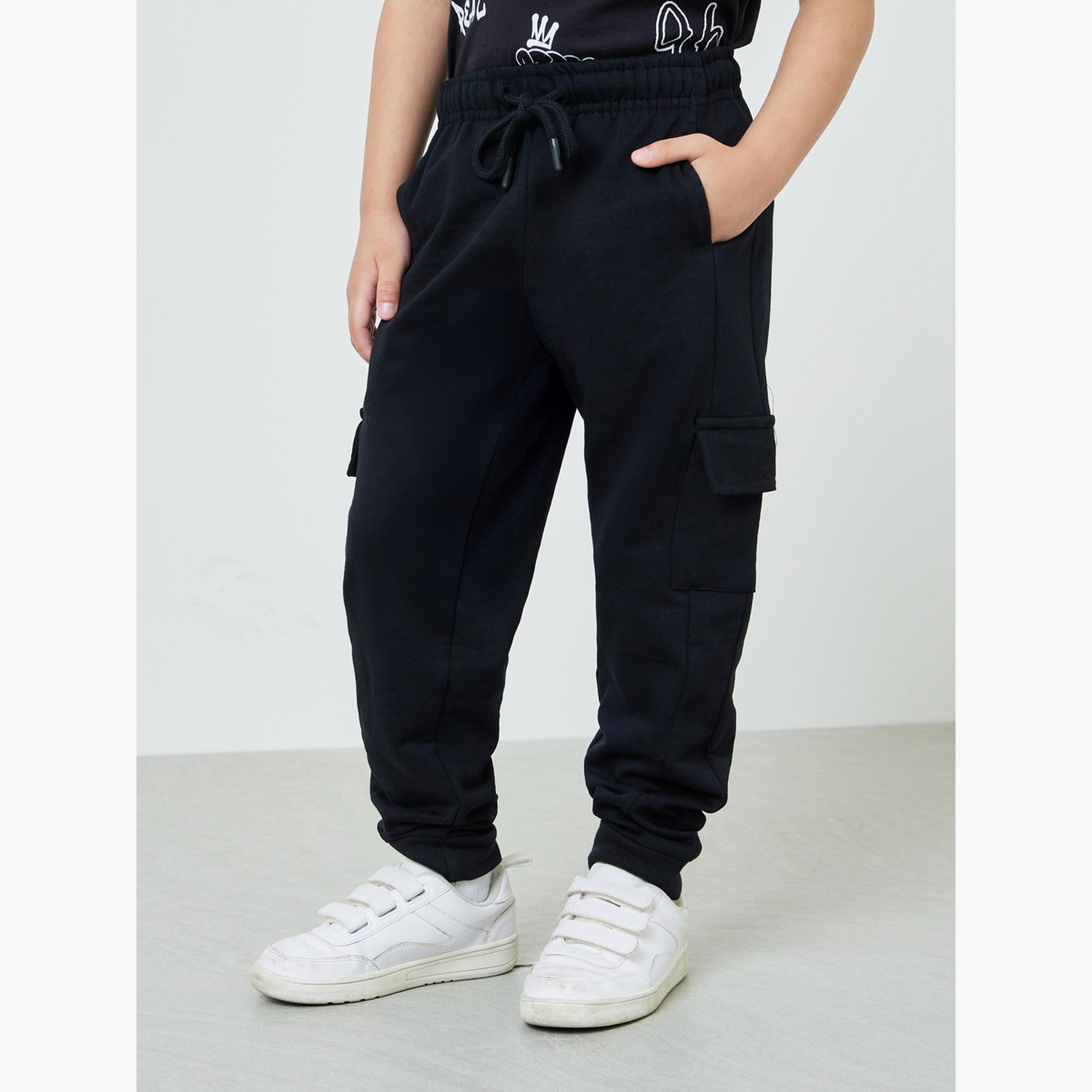 جوغر كارجو سادة برباط للأولاد-boys-clothing-bottoms-joggersandtrackpants-image-1