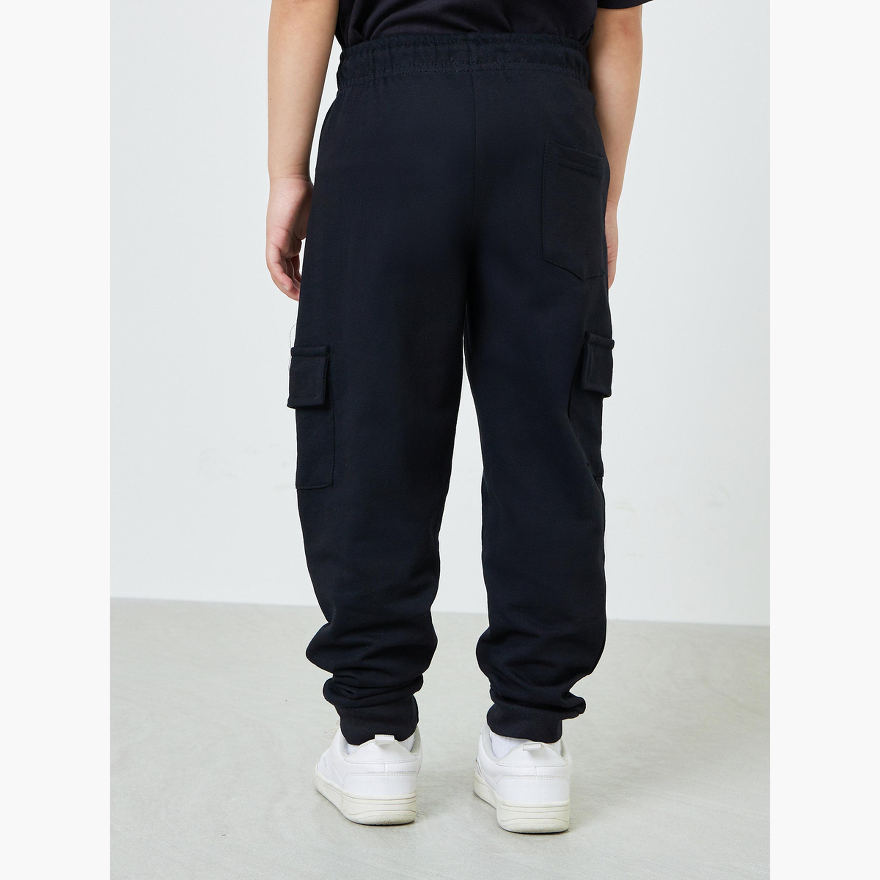 جوغر كارجو سادة برباط للأولاد-boys-clothing-bottoms-joggersandtrackpants-image-4