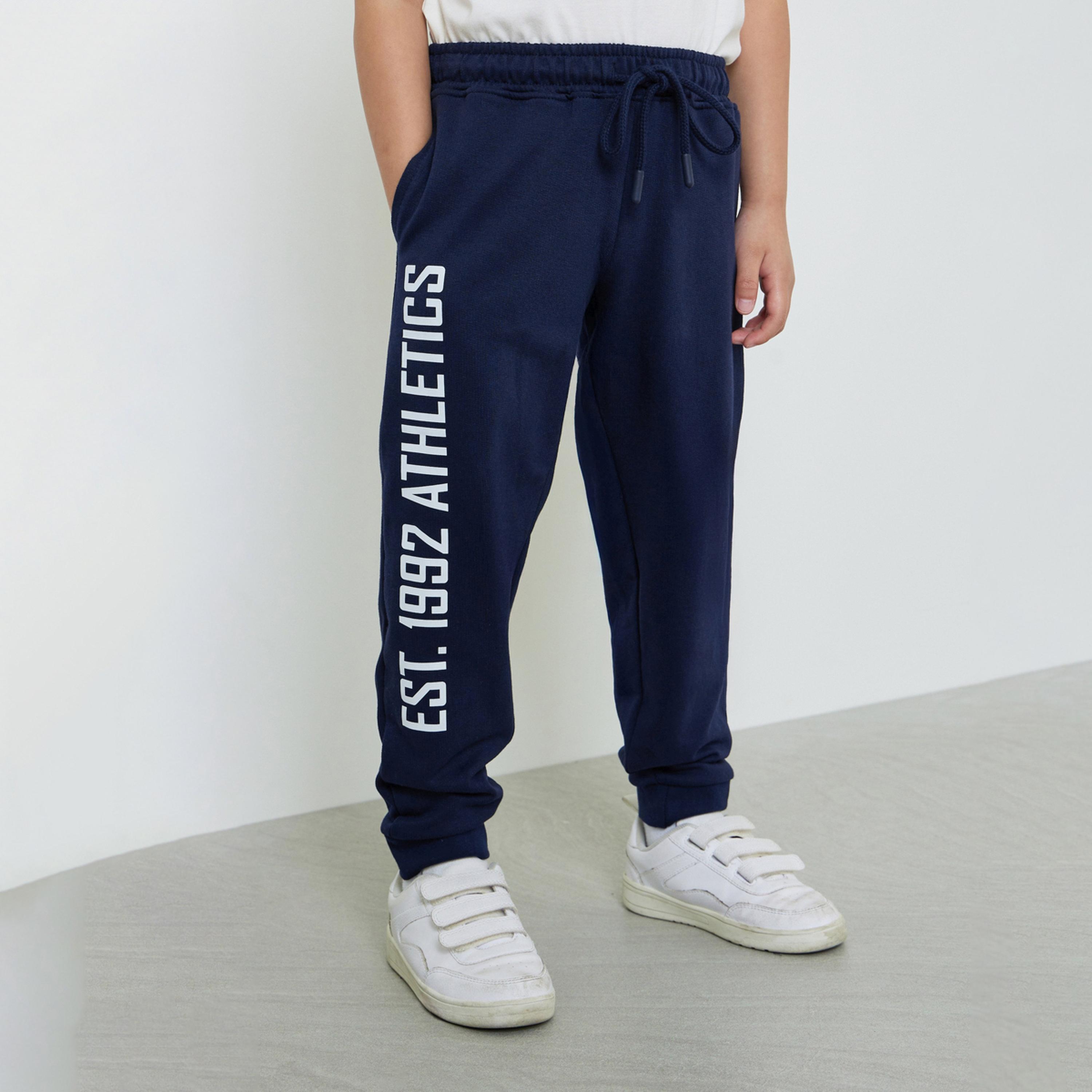 جوغر للأطفال برباط سحب باللون الأزرق الداكن-boys-clothing-bottoms-joggersandtrackpants-image-1