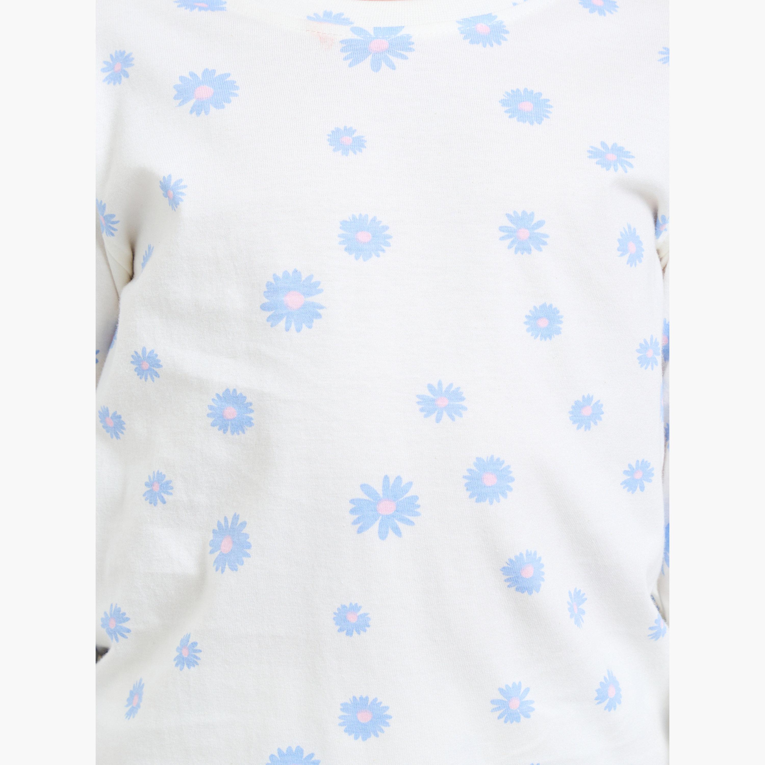 طقم بيجاما من بنطال وتيشيرت بأكمام طويلة وطبعة للبنات-girls-clothing-nightwear-image-6