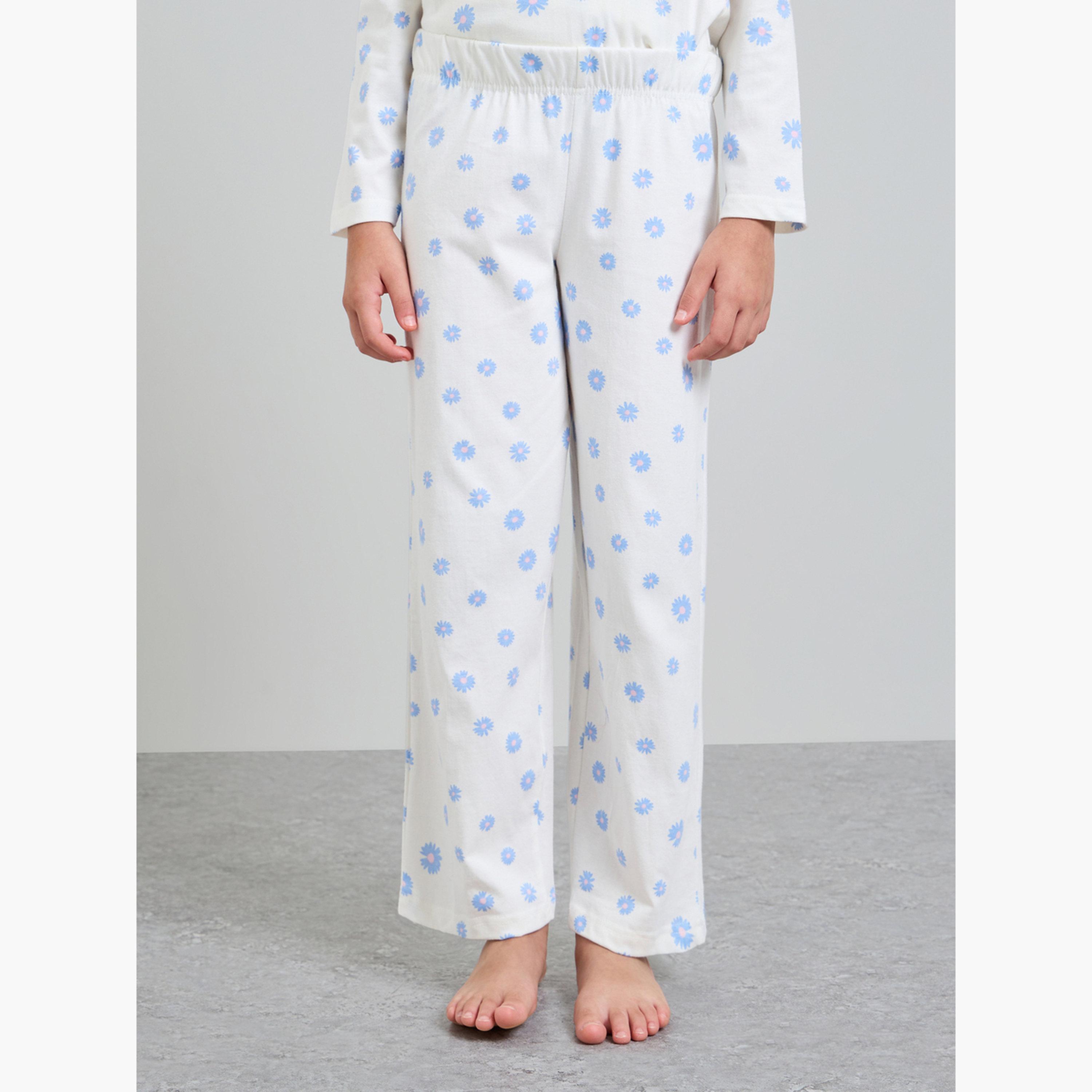 Styli Teen Girls Cotton Long Sleeve T-Shirt and Pyjama Set-girls-clothing-nightwear-image-5