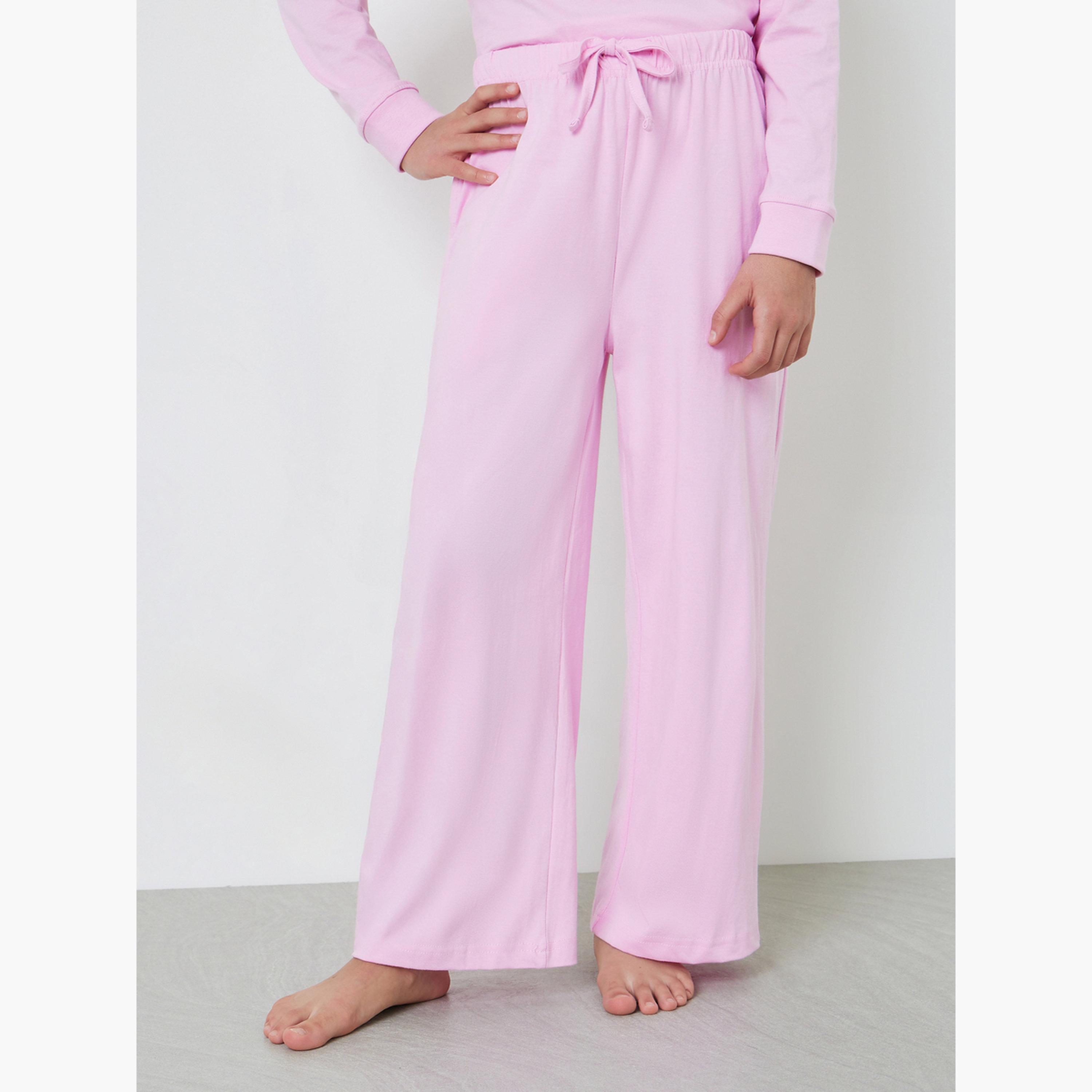 Styli Teen Girls Pink Cotton Cherry Print Wide Leg Pyjama Set-girls-clothing-nightwear-image-5