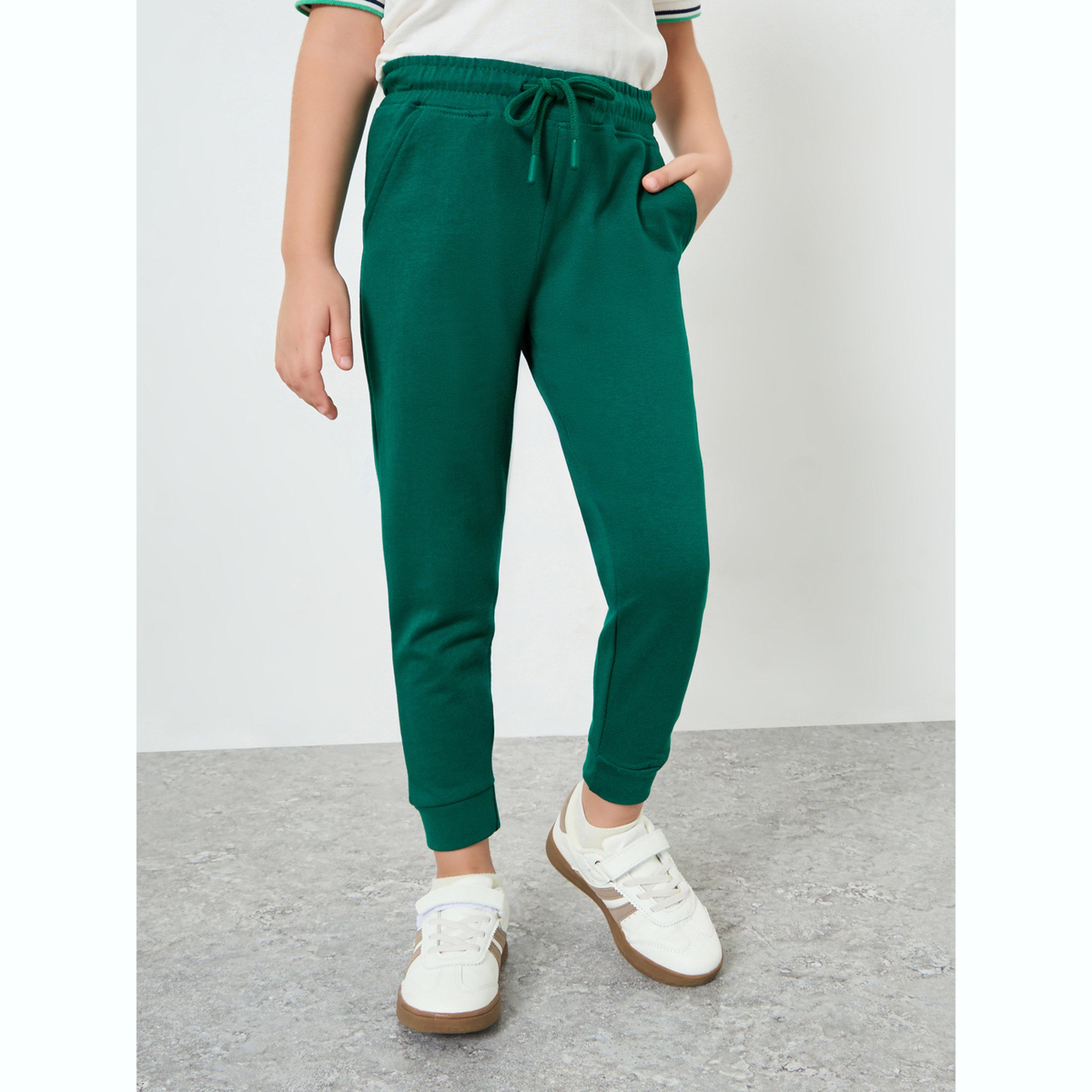 Styli Kids Green Cotton Joggers-girls-clothing-bottoms-joggersandtrackpants-image-1