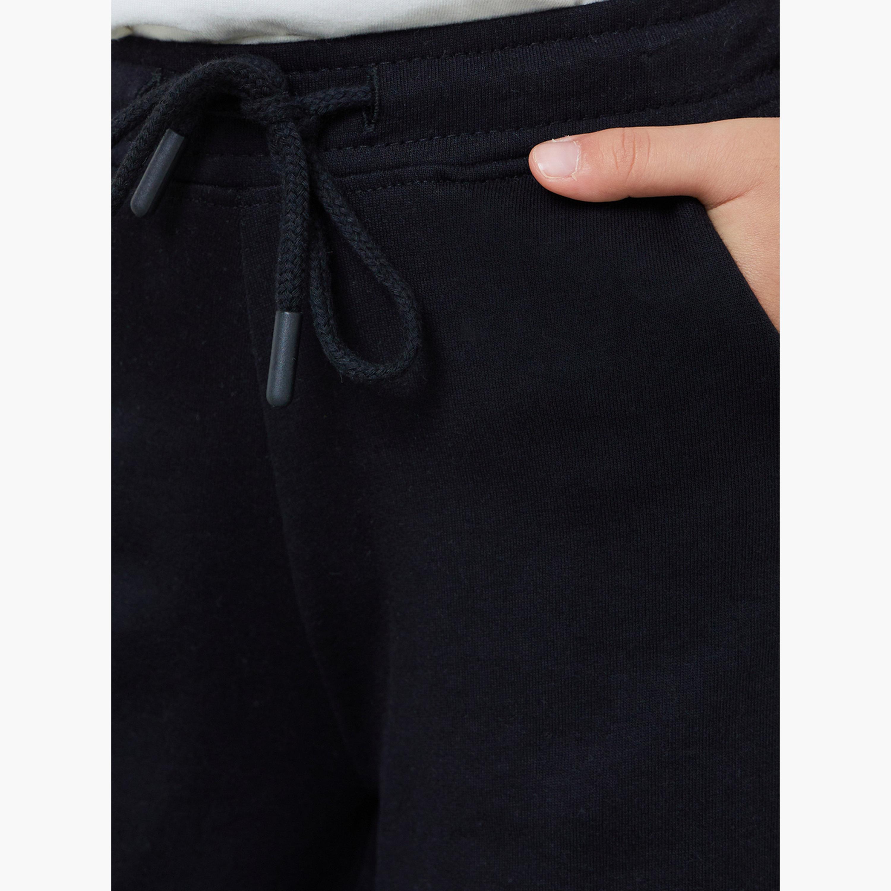 جوغر سادة قصير بأرجل واسعة للأطفال بجيوب جانبية-girls-clothing-bottoms-trousers-image-3