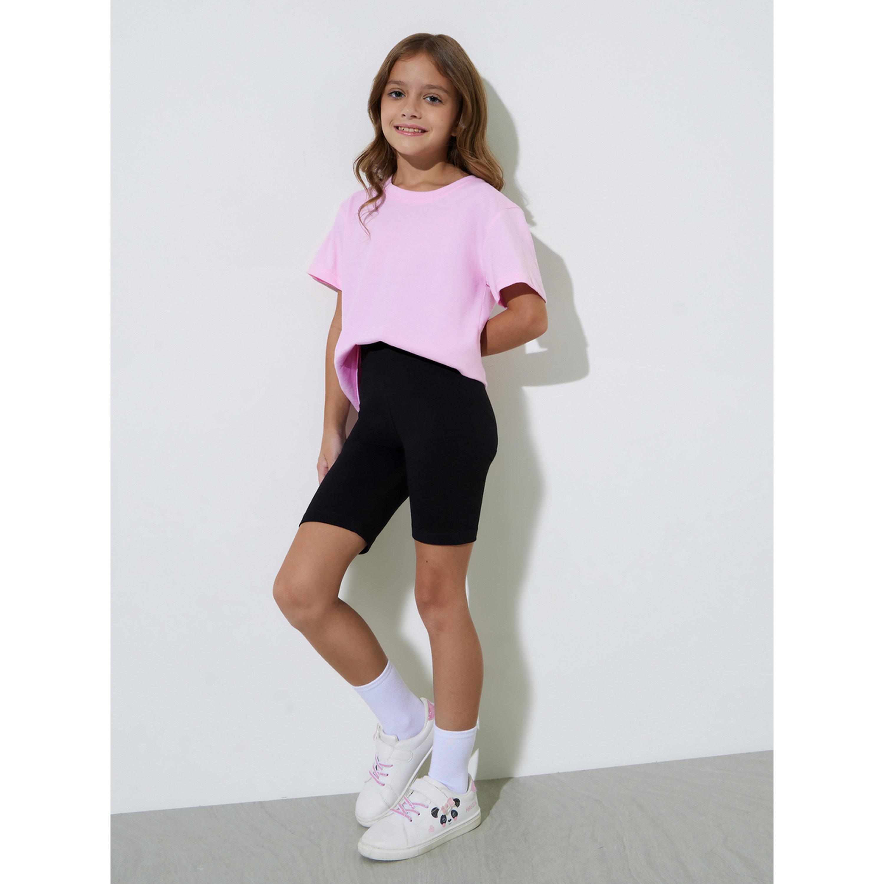 Styli Pack of 2 - Girls Black Knitted Cycling Shorts-girls-clothing-bottoms-shorts-image-3