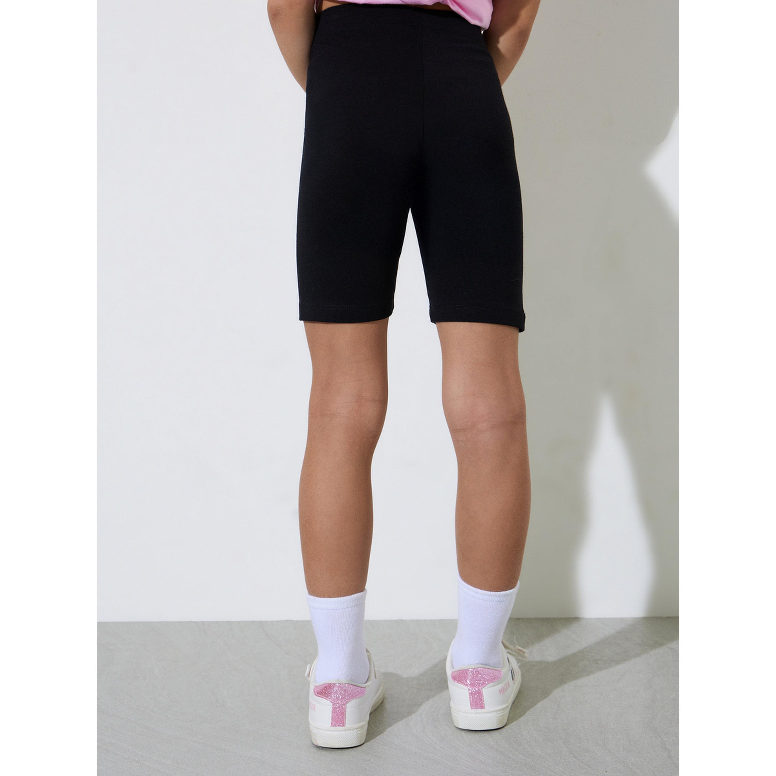 Styli Pack of 2 - Girls Black Knitted Cycling Shorts-girls-clothing-bottoms-shorts-image-5