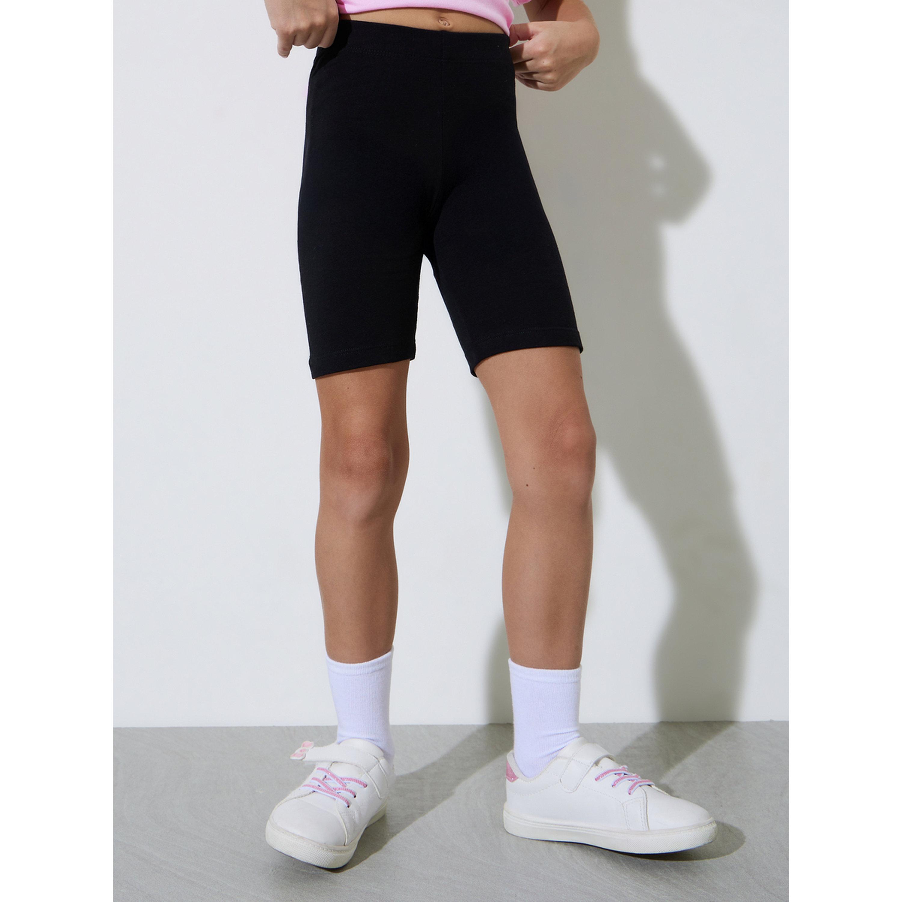 Styli Pack of 2 - Girls Black Knitted Cycling Shorts-girls-clothing-bottoms-shorts-image-6