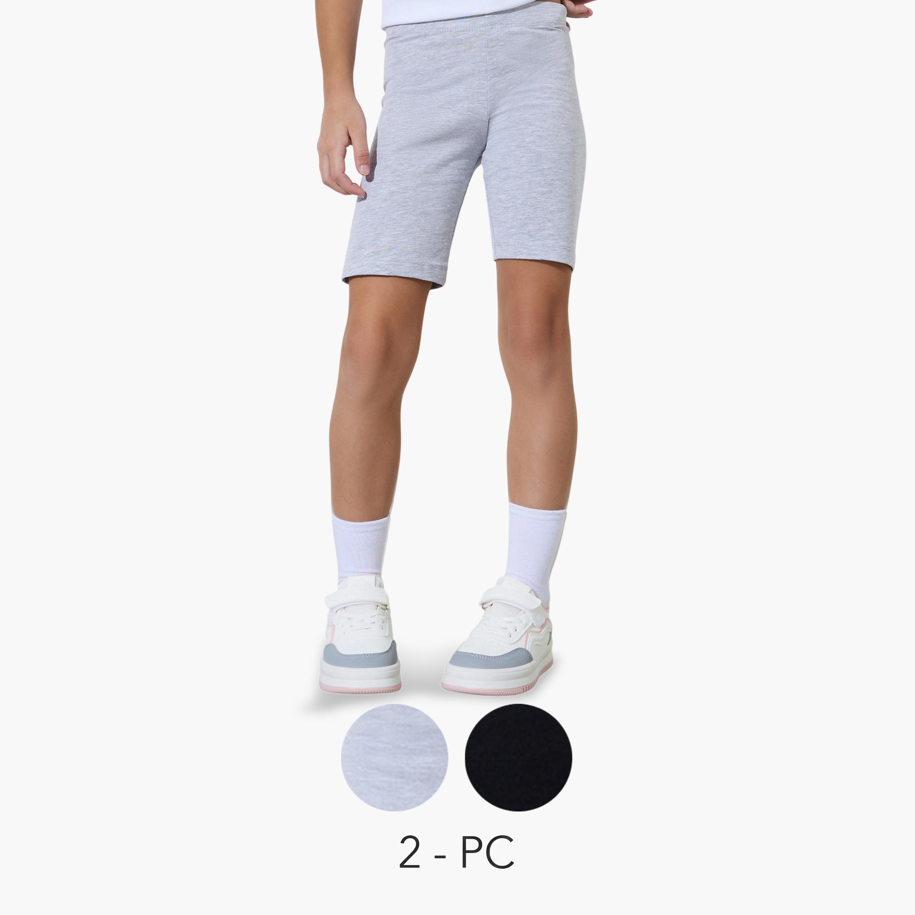طقم شورت ركوب الدراجات محبوك للبنات من قطعتين-girls-clothing-bottoms-shorts-image-1