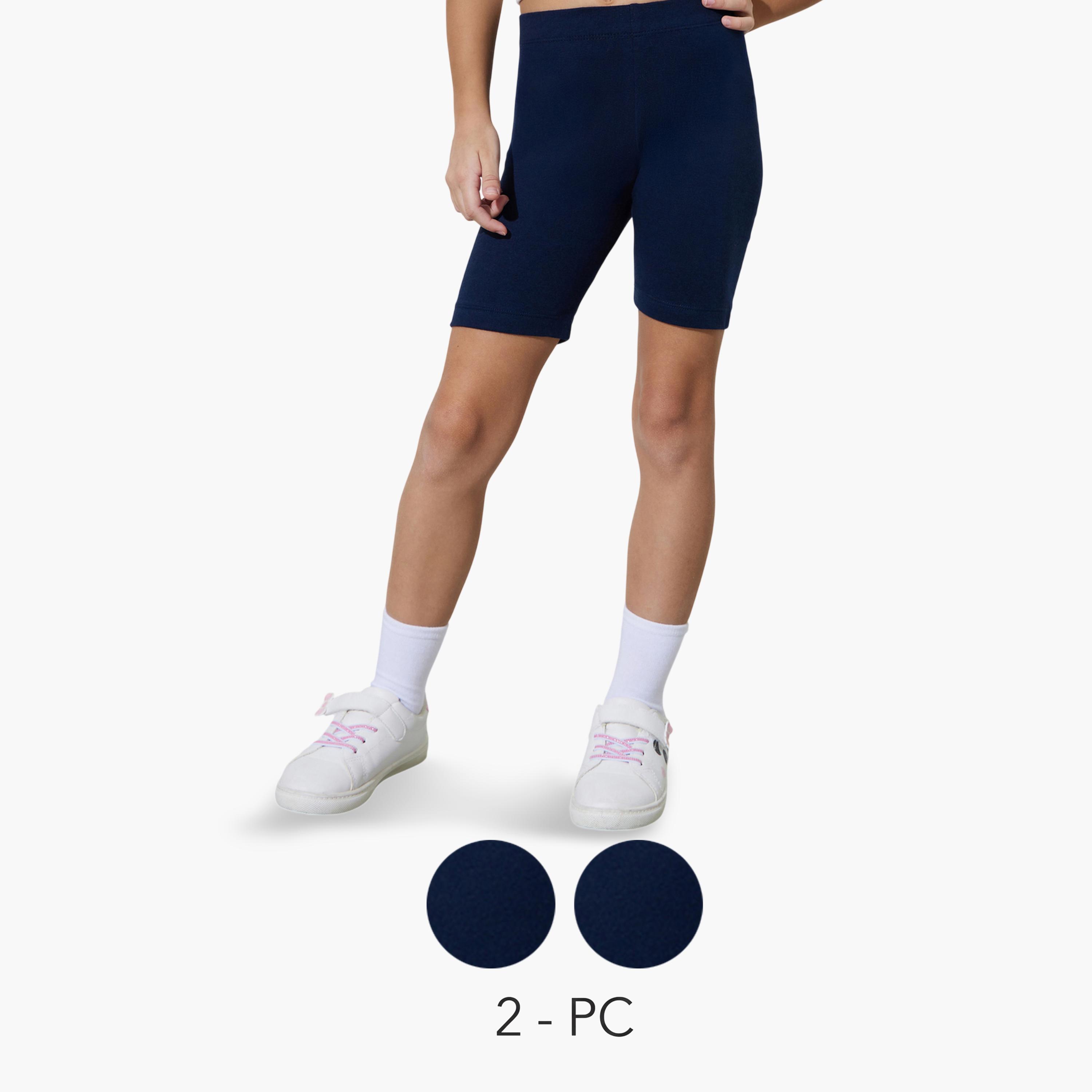 طقم شورت ركوب الدراجات محبوك للبنات من قطعتين-girls-clothing-bottoms-shorts-image-1