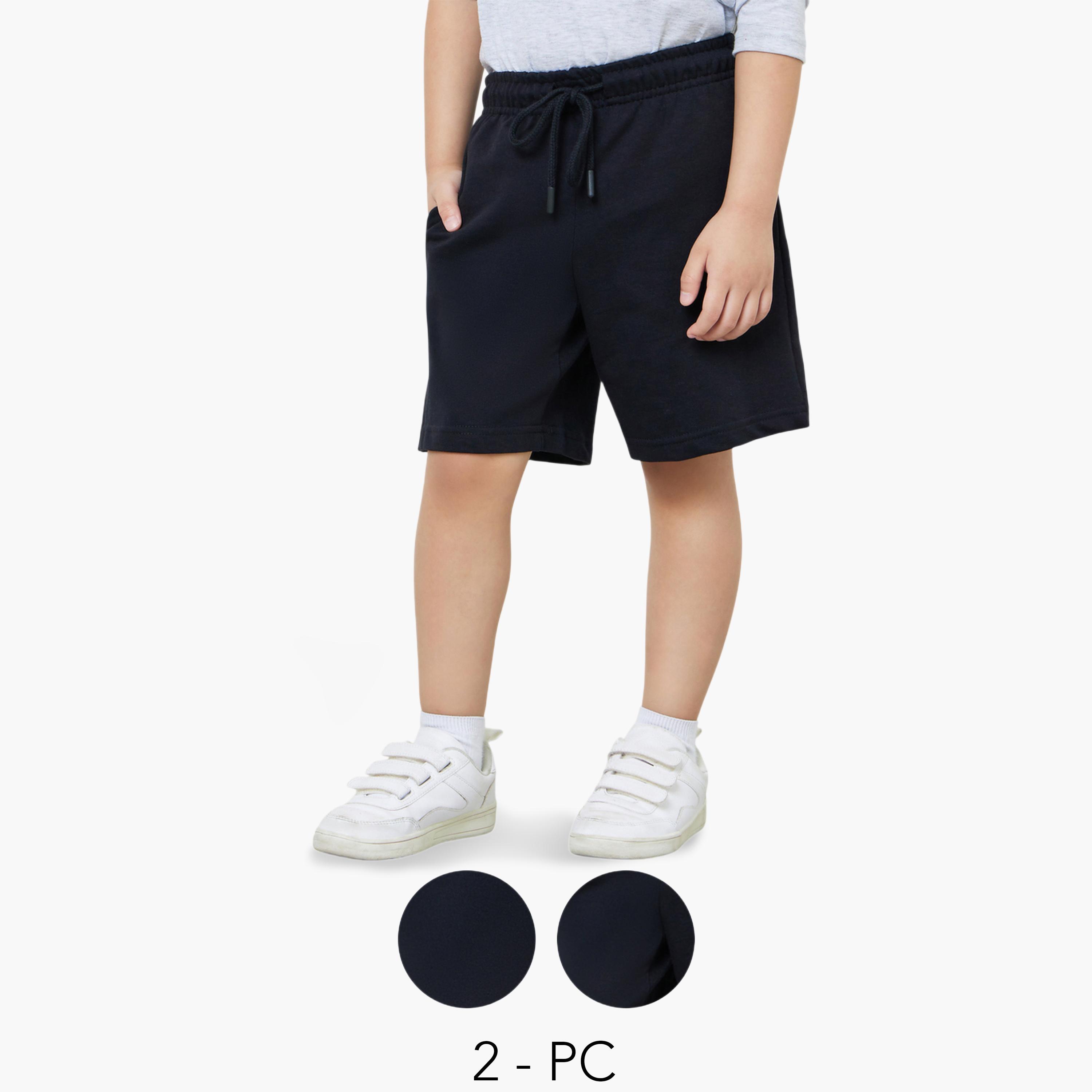 Styli Boys Pack of 2 - Cotton Knitted Drawstring Shorts-boys-clothing-bottoms-shorts-image-1