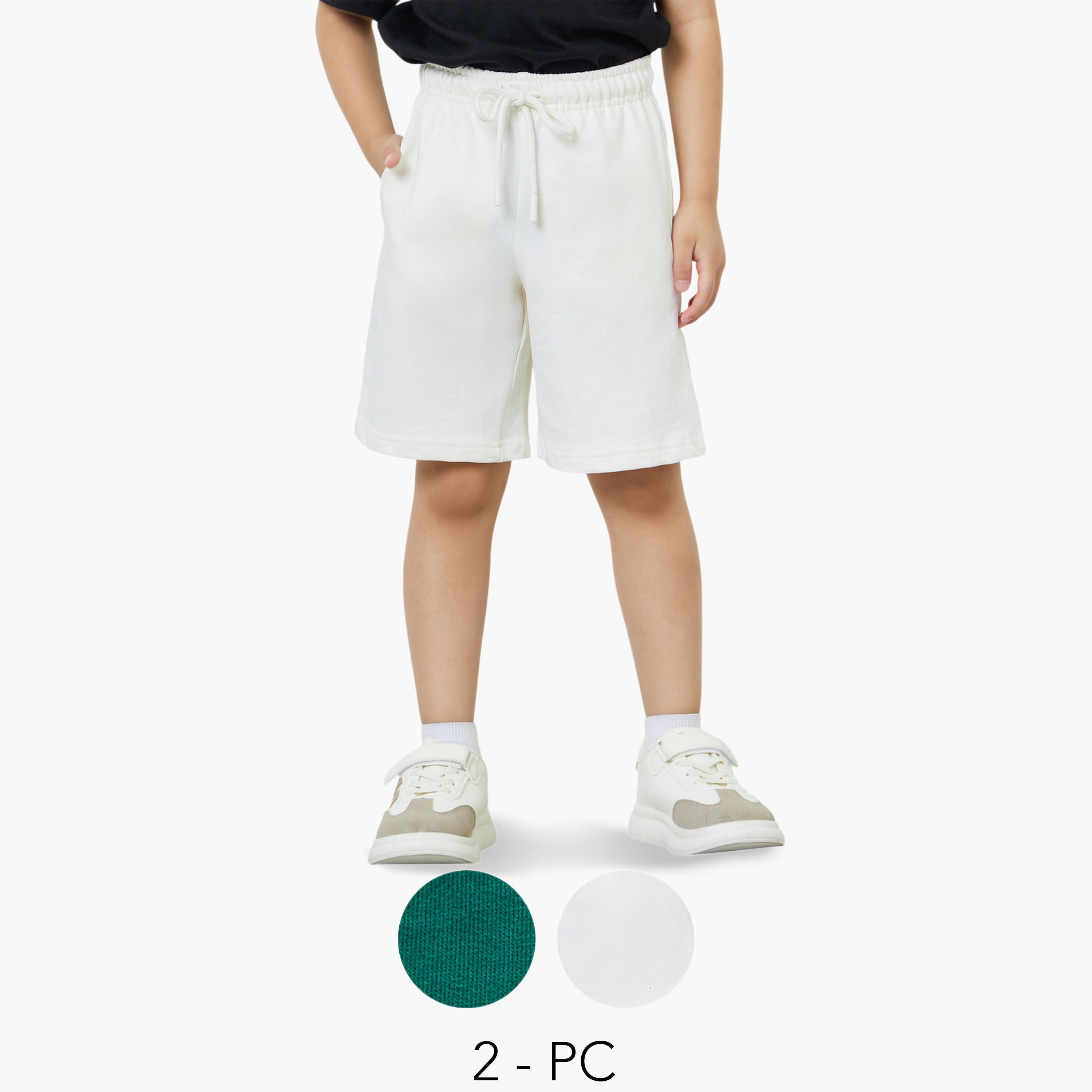 طقم من قطعتين شورت قطن محبوك برباط للأولاد-boys-clothing-bottoms-shorts-image-1