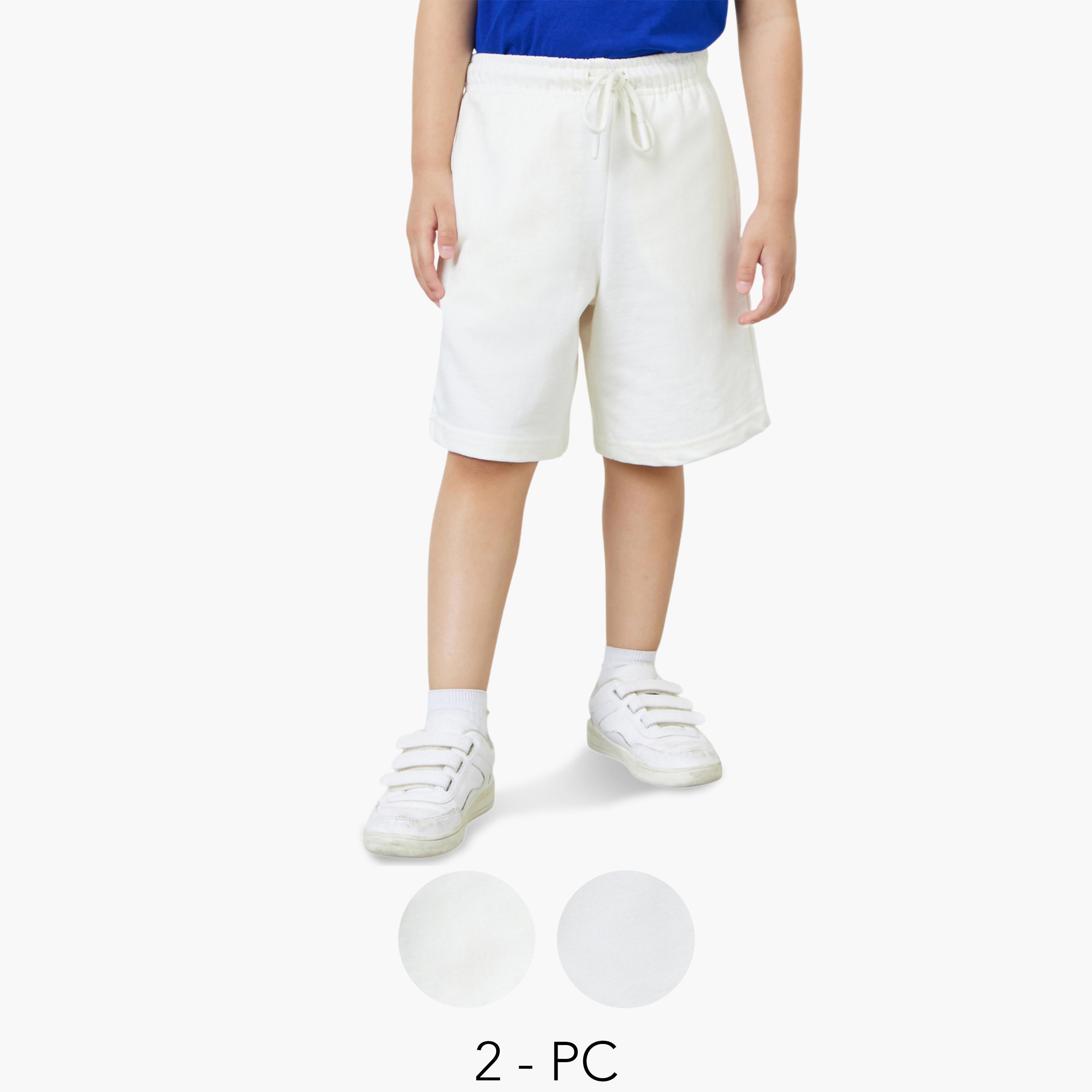 Styli Boys Pack of 2 - Cotton Knitted Drawstring Shorts-boys-clothing-bottoms-shorts-image-1