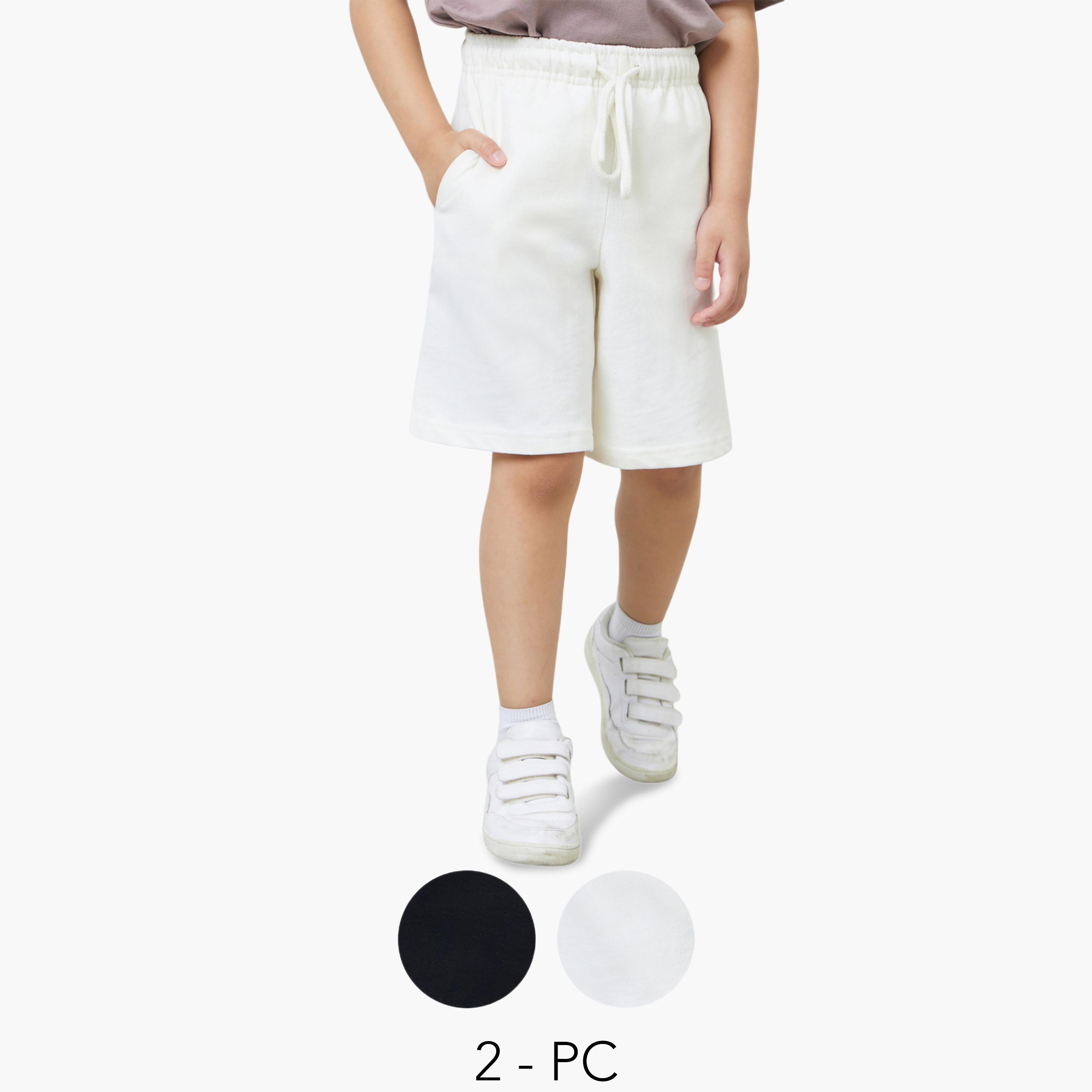 Styli Boys Pack of 2 - Cotton Knitted Drawstring Shorts-boys-clothing-bottoms-shorts-image-1