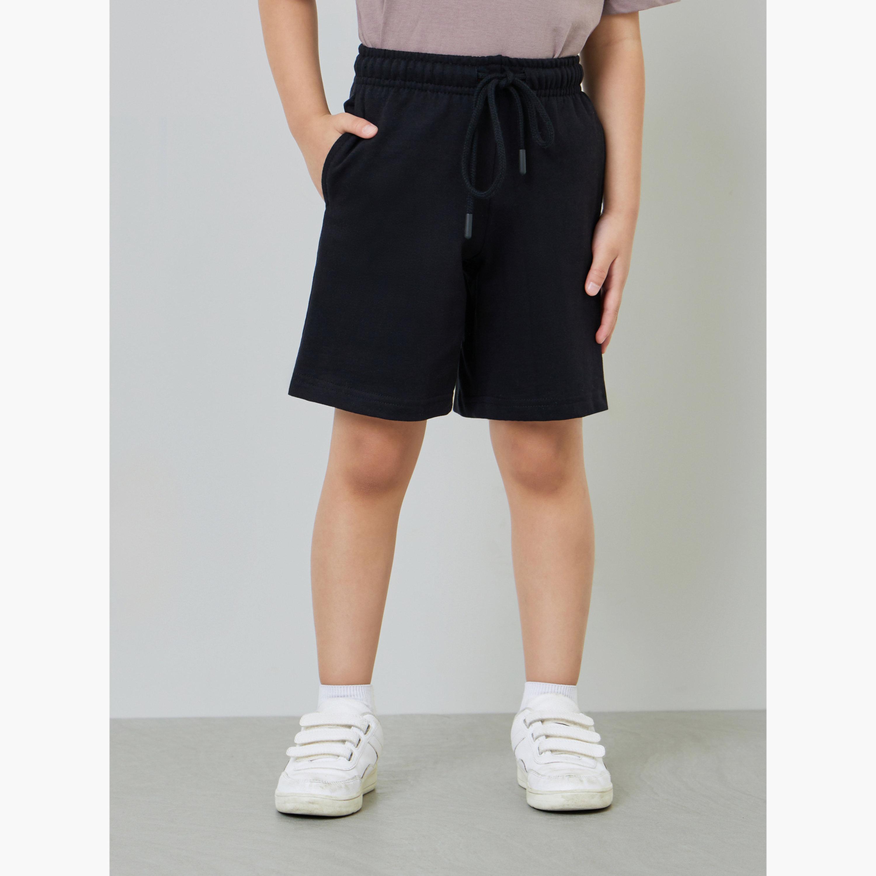Styli Boys Pack of 2 - Cotton Knitted Drawstring Shorts-boys-clothing-bottoms-shorts-image-4